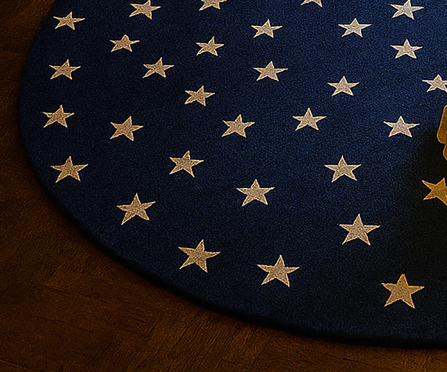 Hand-Tufted Wool Rug: Navy Blue Starburst, Modern Round Carpet