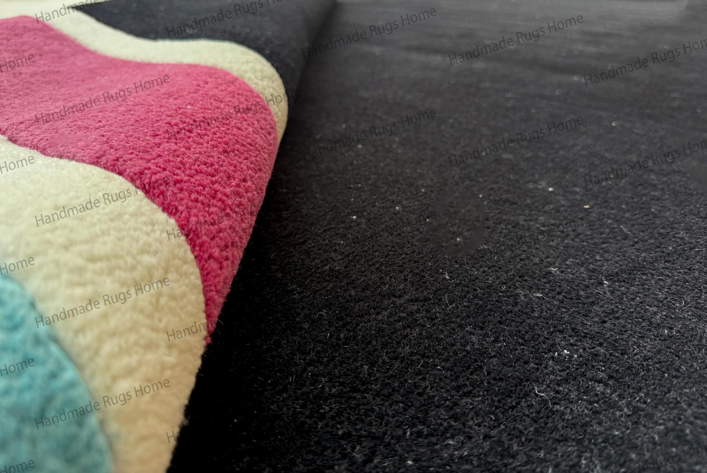 Hand Tufted Wool Rug, Abstract Organic Shape Carpet, Modern Living Room Decor, Designer