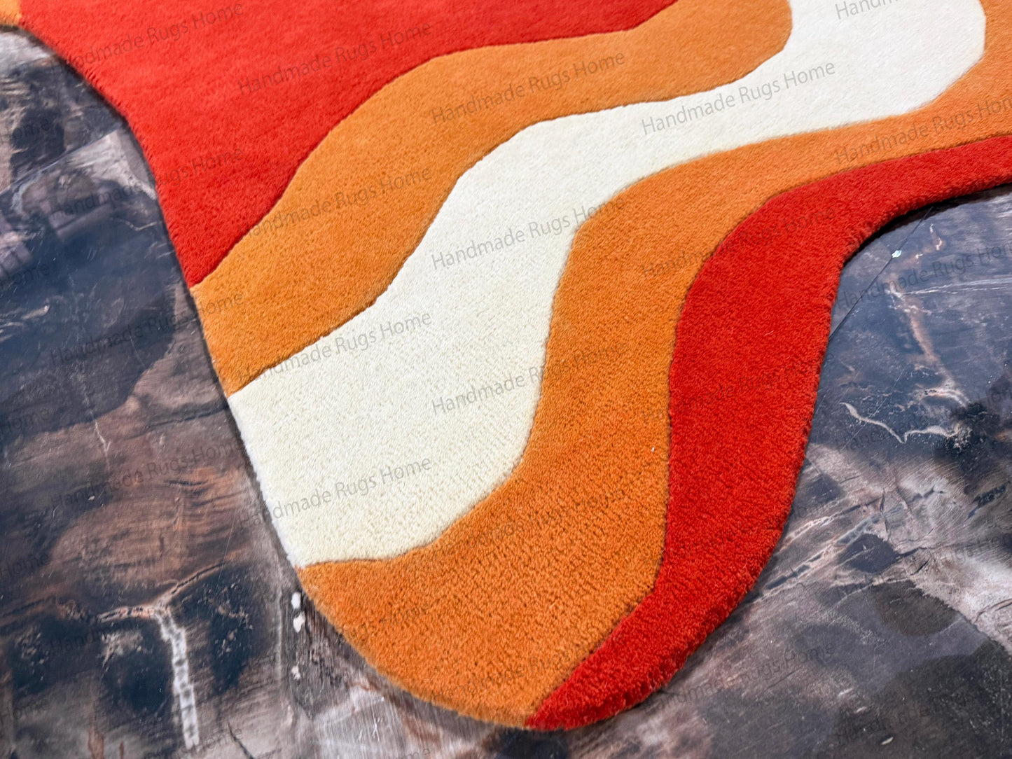 Hand Tufted Wool Area Rug: Multicolor Organic Swirl, Modern Accent