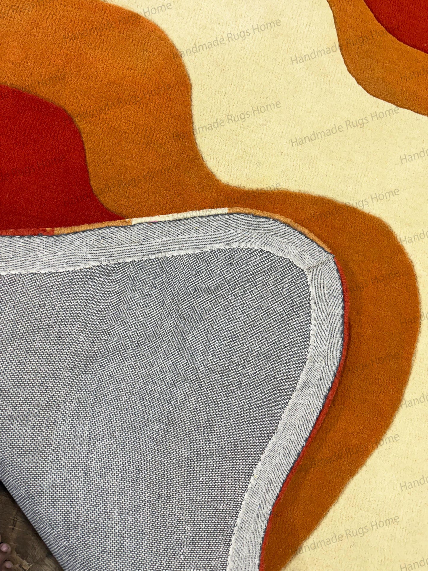 Hand Tufted Wool Area Rug: Multicolor Organic Swirl, Modern Accent