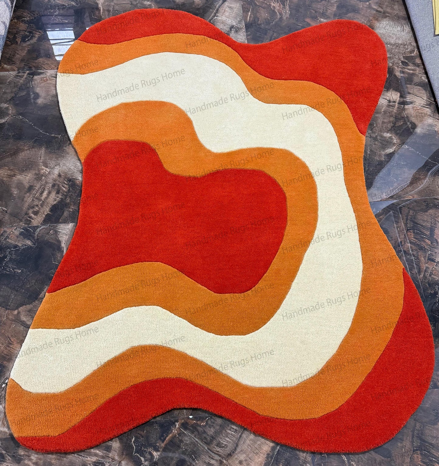 Hand Tufted Wool Area Rug: Multicolor Organic Swirl, Modern Accent