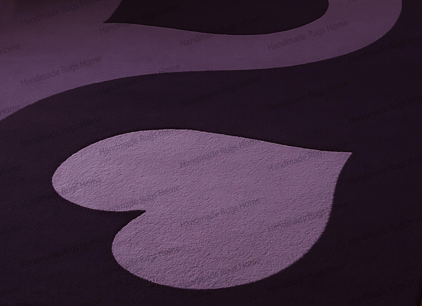 Hand-Tufted Wool Rug: Abstract Swirl Design, Purple Green Ochre Accents