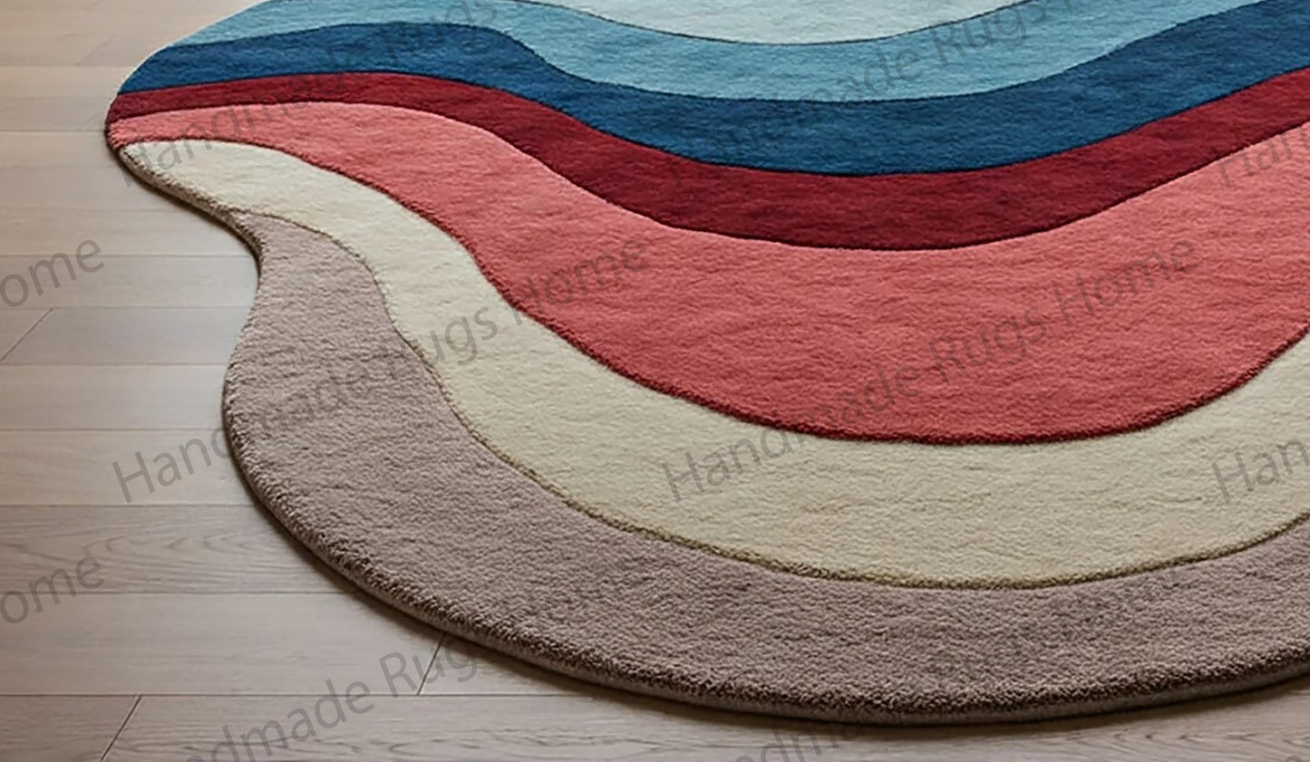 Luxury abstract wool rug for modern interiors