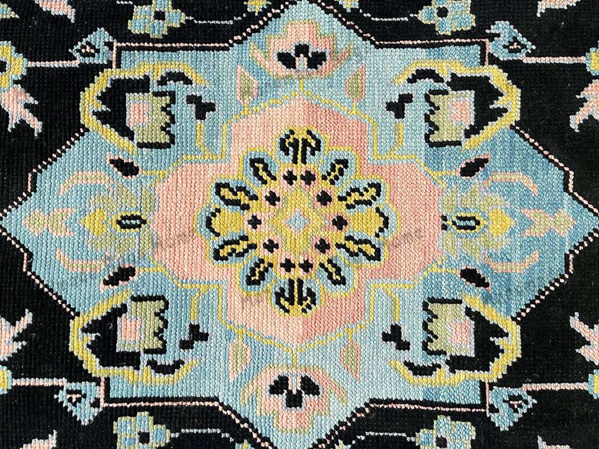 Farmhouse-style runner rug with elegant detailing