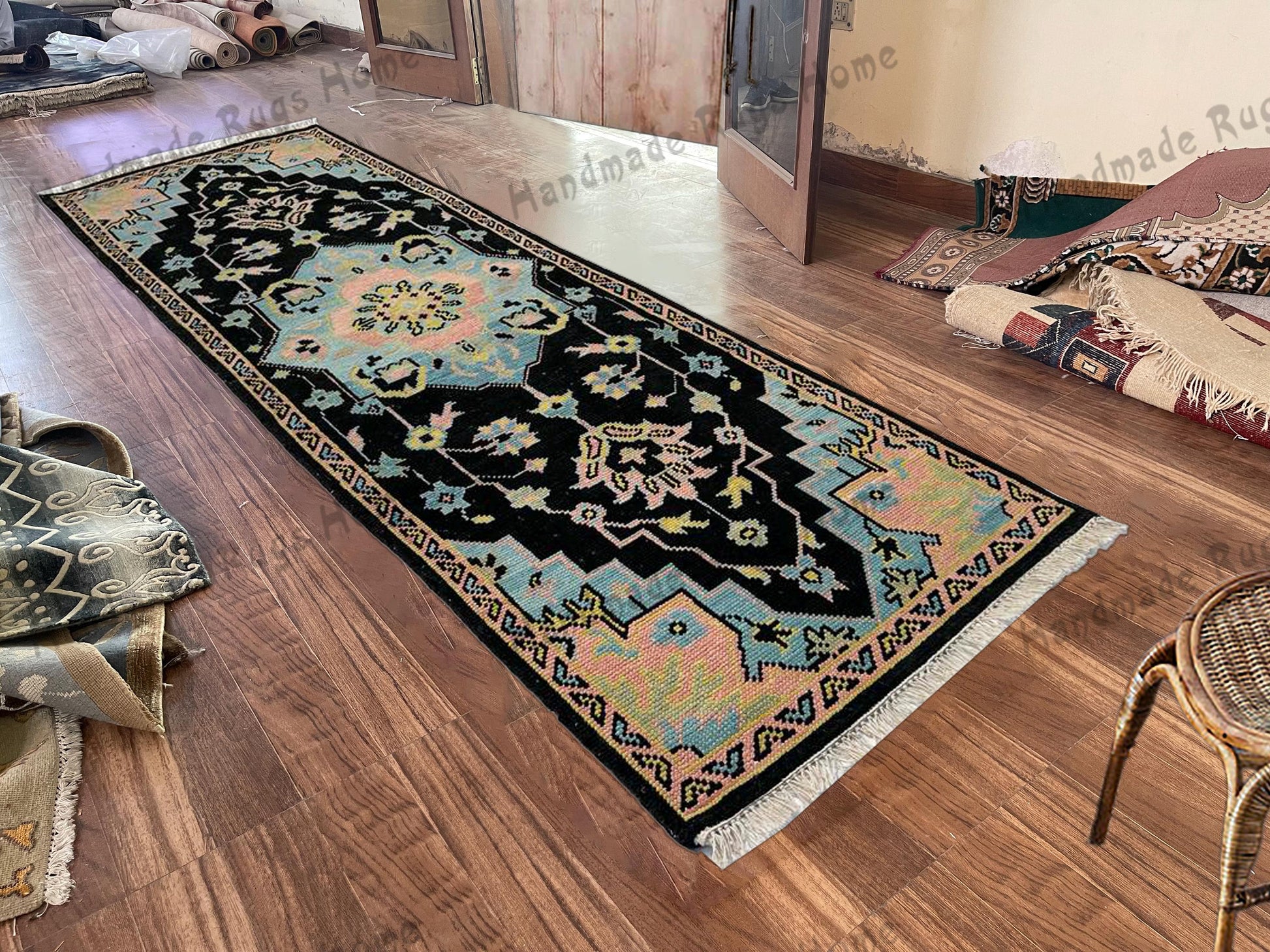 Handwoven Turkish-style runner rug for hallways