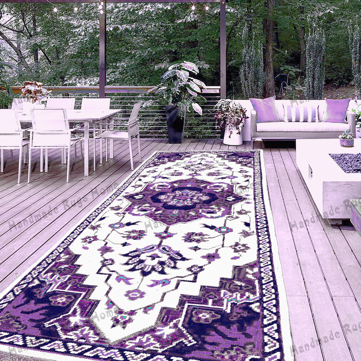 Black and beige wool runner rug with antique aesthetics