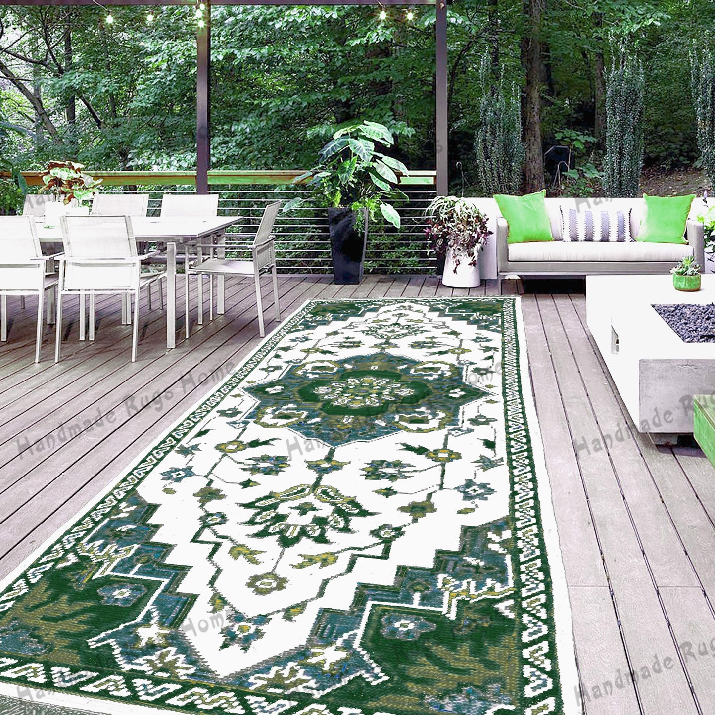Luxurious Oushak rug in bohemian and rustic style