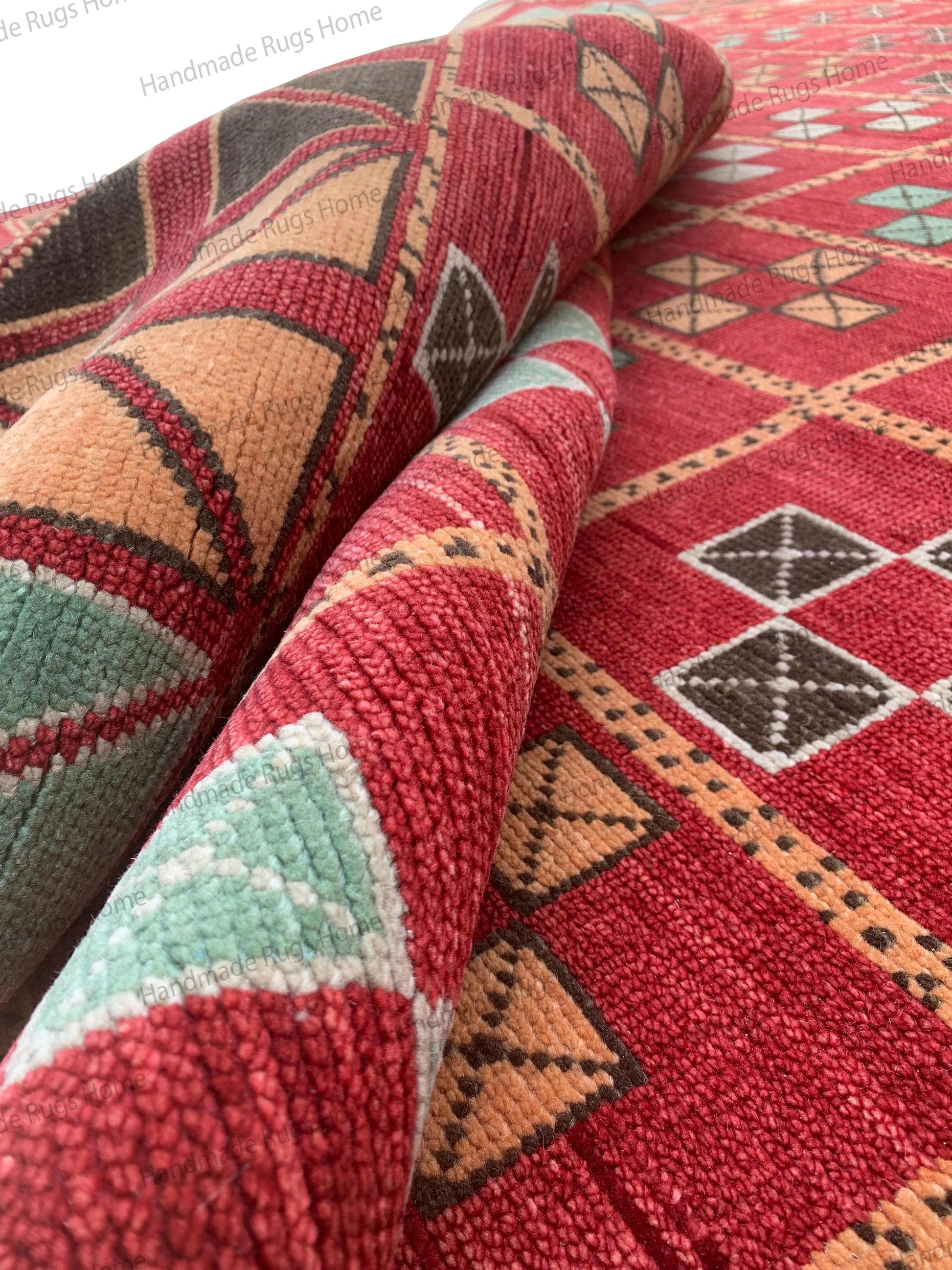 Contemporary Geometric Red Rug