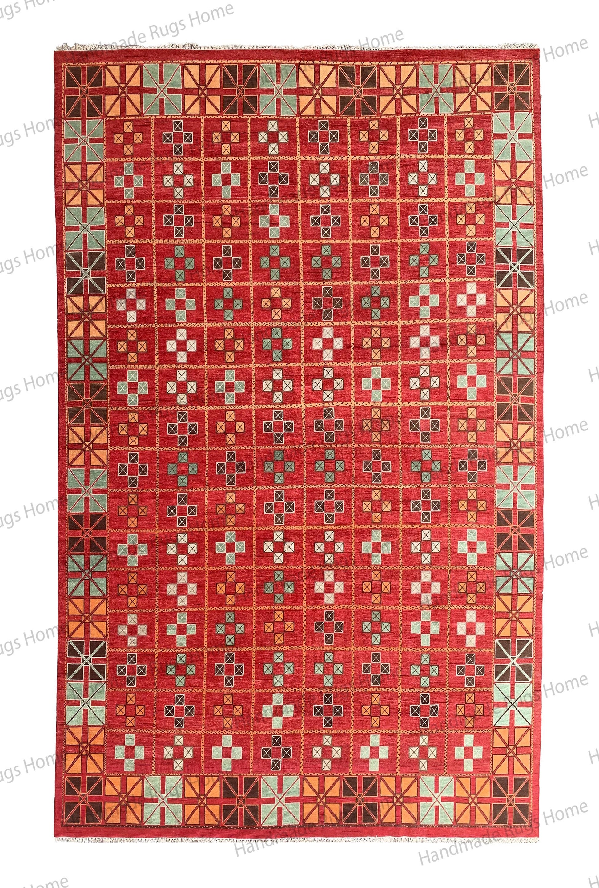 Large Size Hand Knotted Geometric Rug