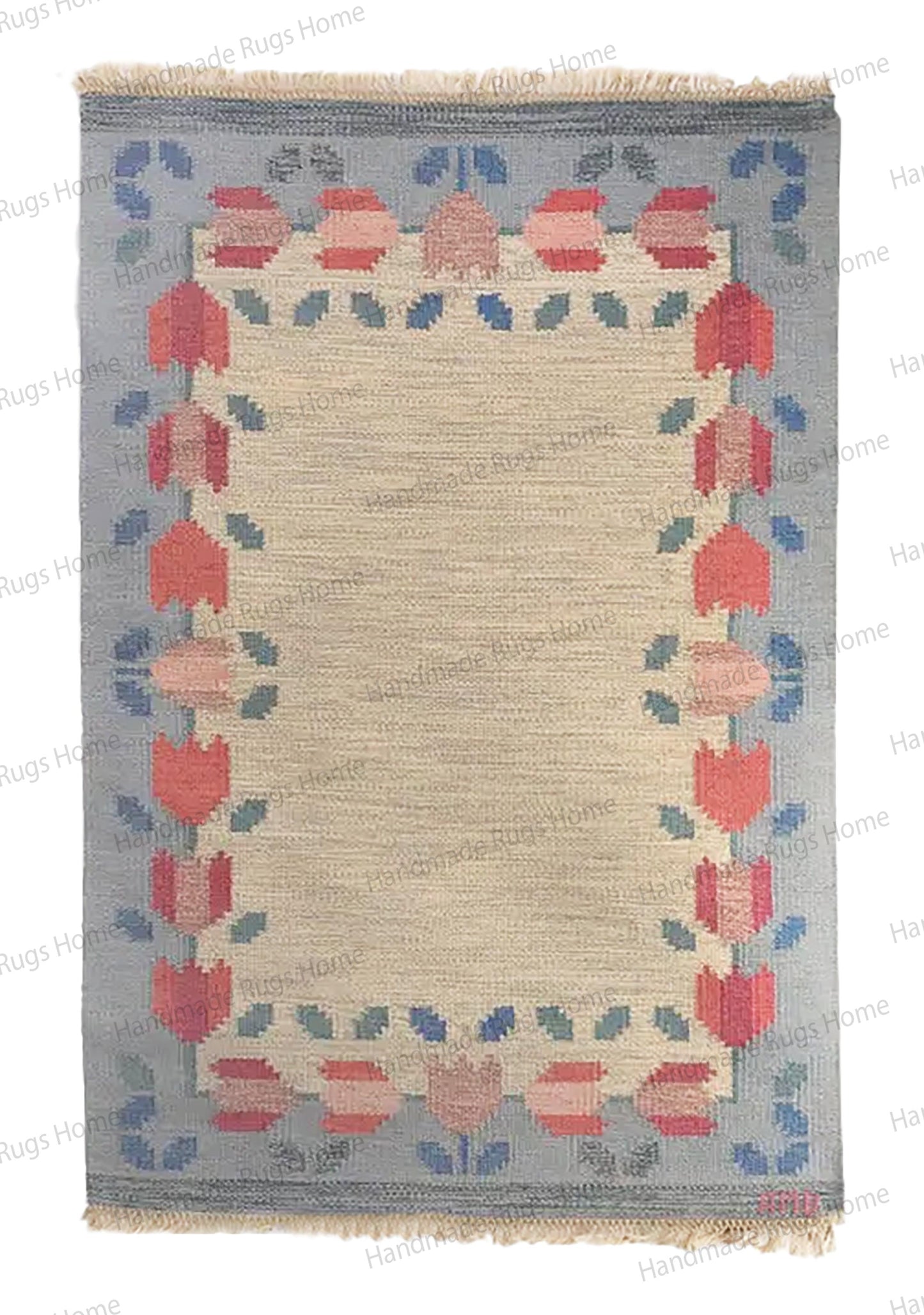 Vintage Swedish Kilim Wool Rug, Bohemian Flatweave Durrie