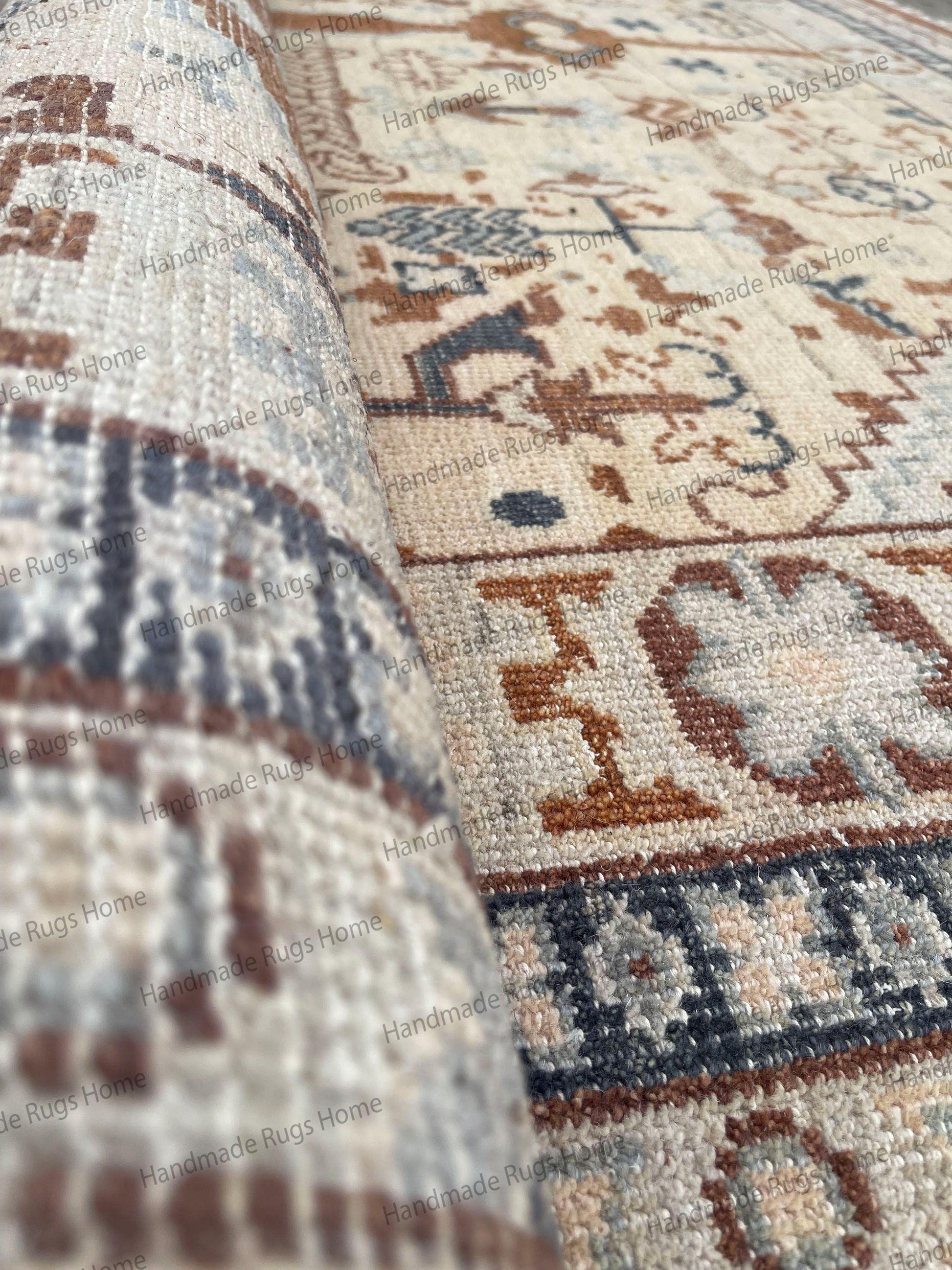 Traditional Turkish Ushak area rug with large floral motif.