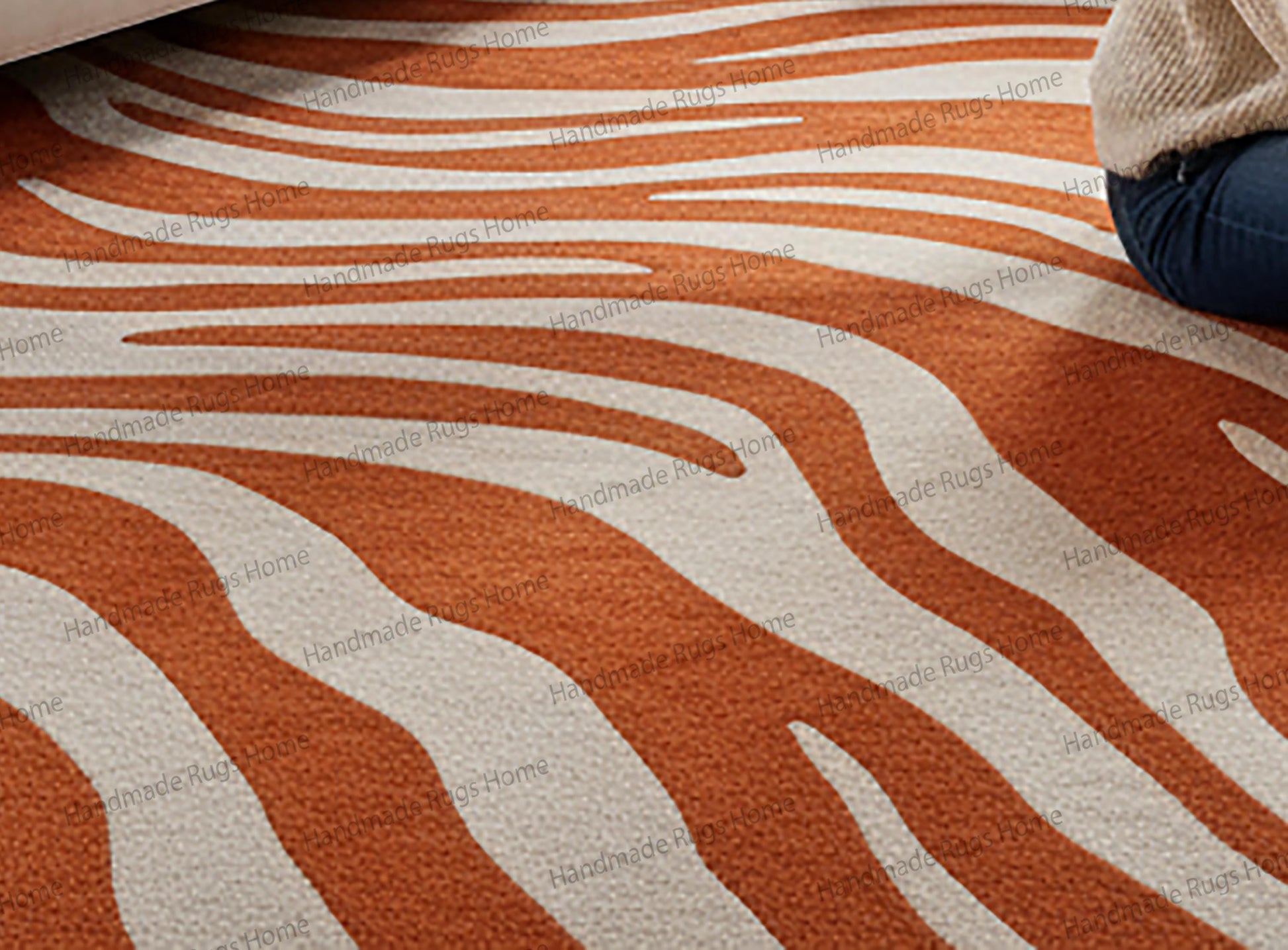 Hand tufted abstract wool carpet design