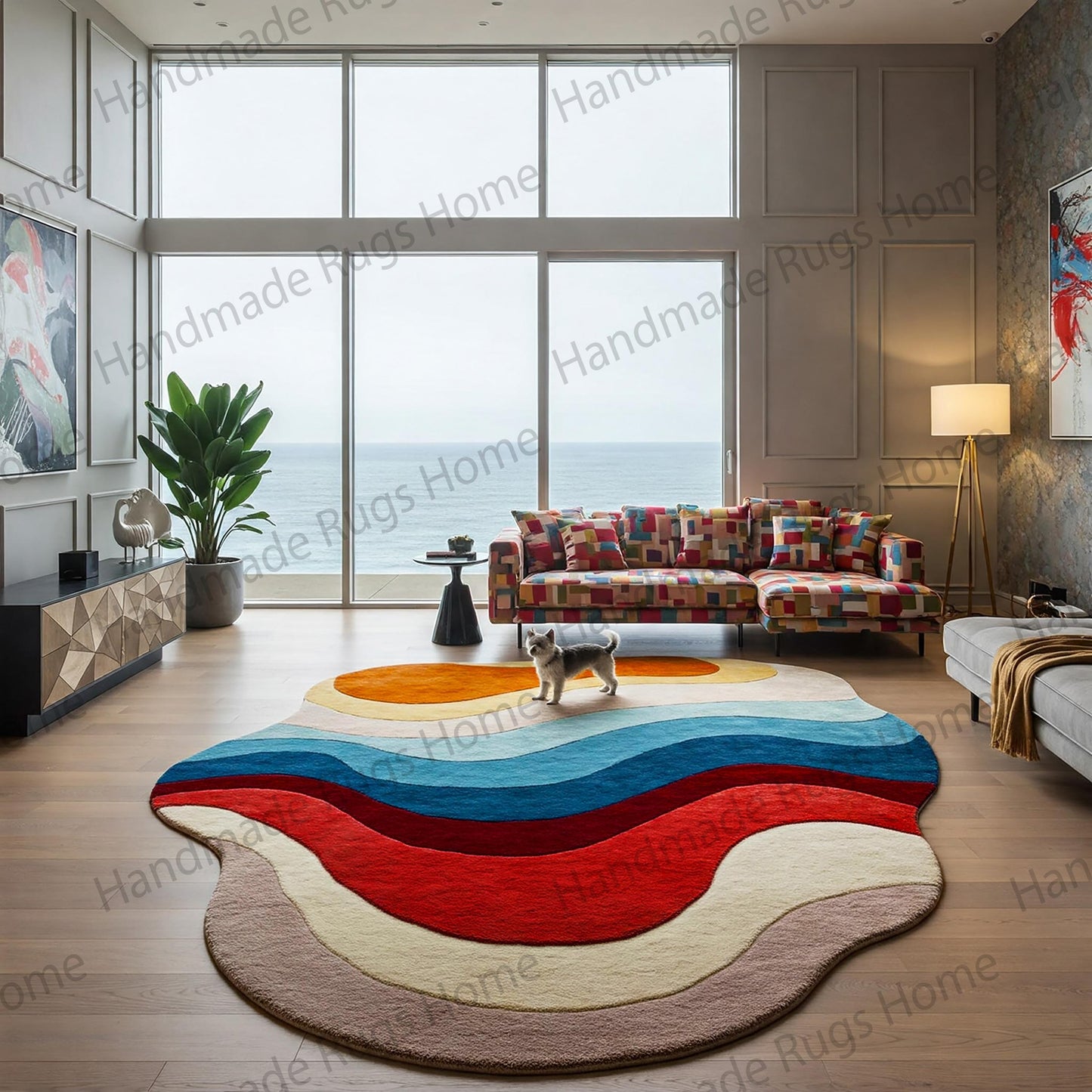 Artistic hand-tufted wool carpet for home decor