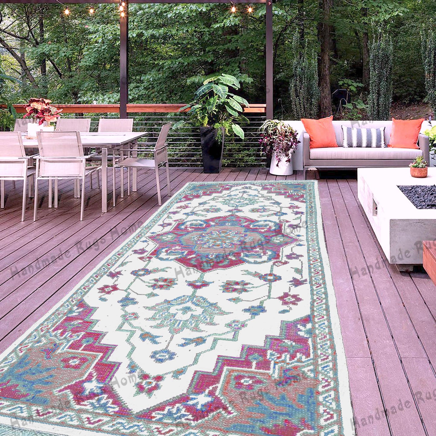 Traditional Oushak wool rug with intricate floral motifs