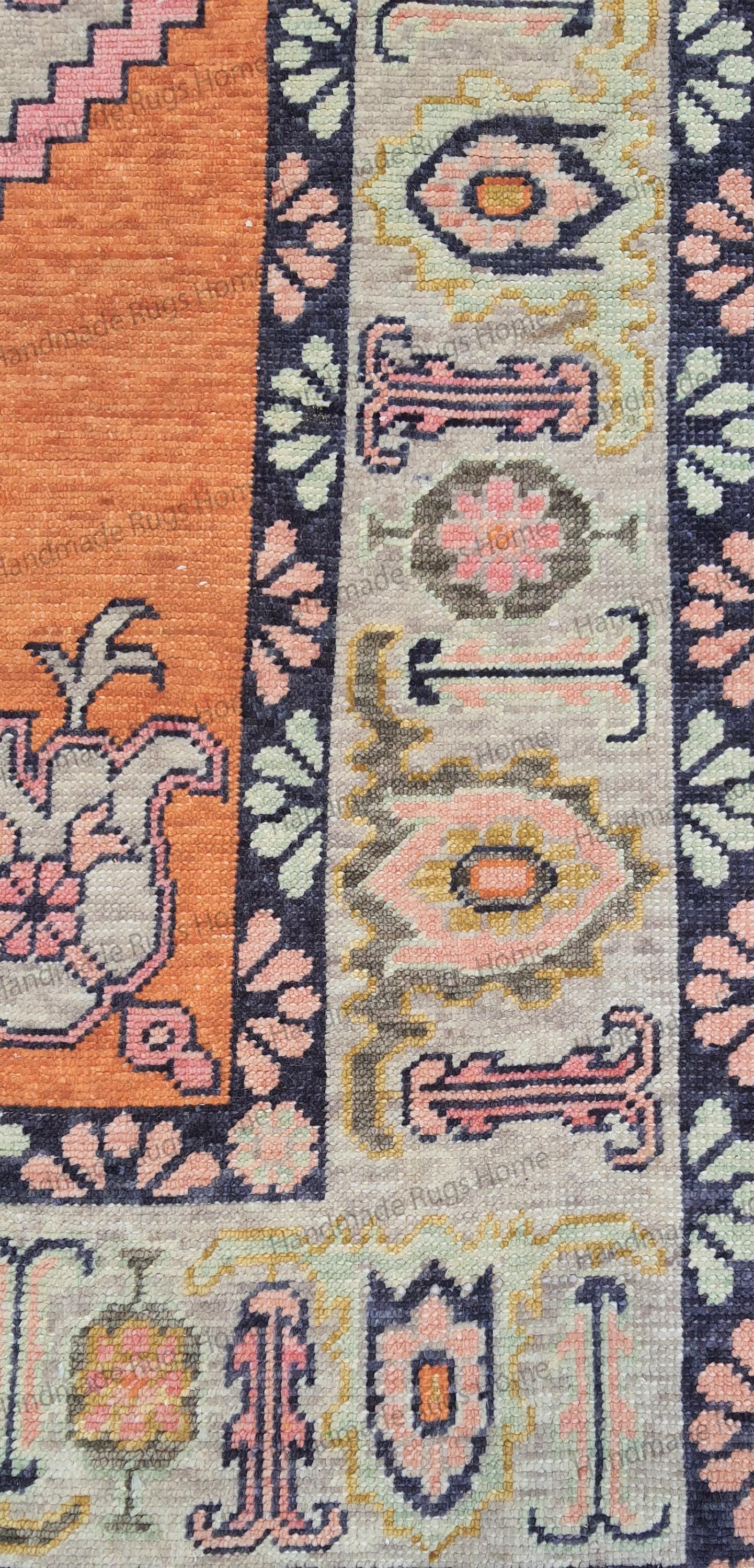 Hand-Knotted Wool Oushak Rug: 5x8 Vintage Turkish Floral Medallion