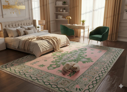 Hand-Knotted Wool Rug Neutral Earth Tones