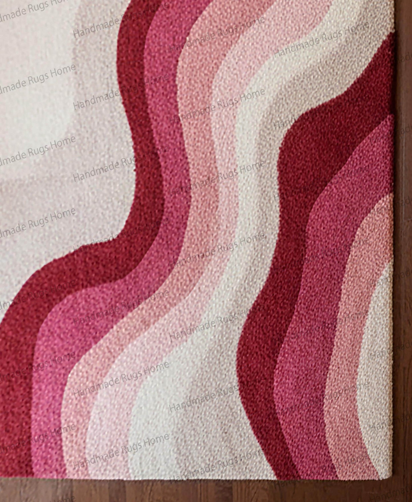 Modern red pink cream wool carpet
