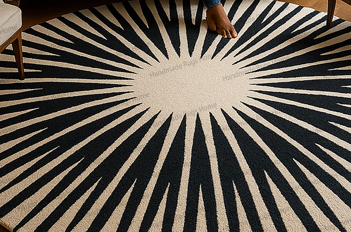 modern sunburst round rug