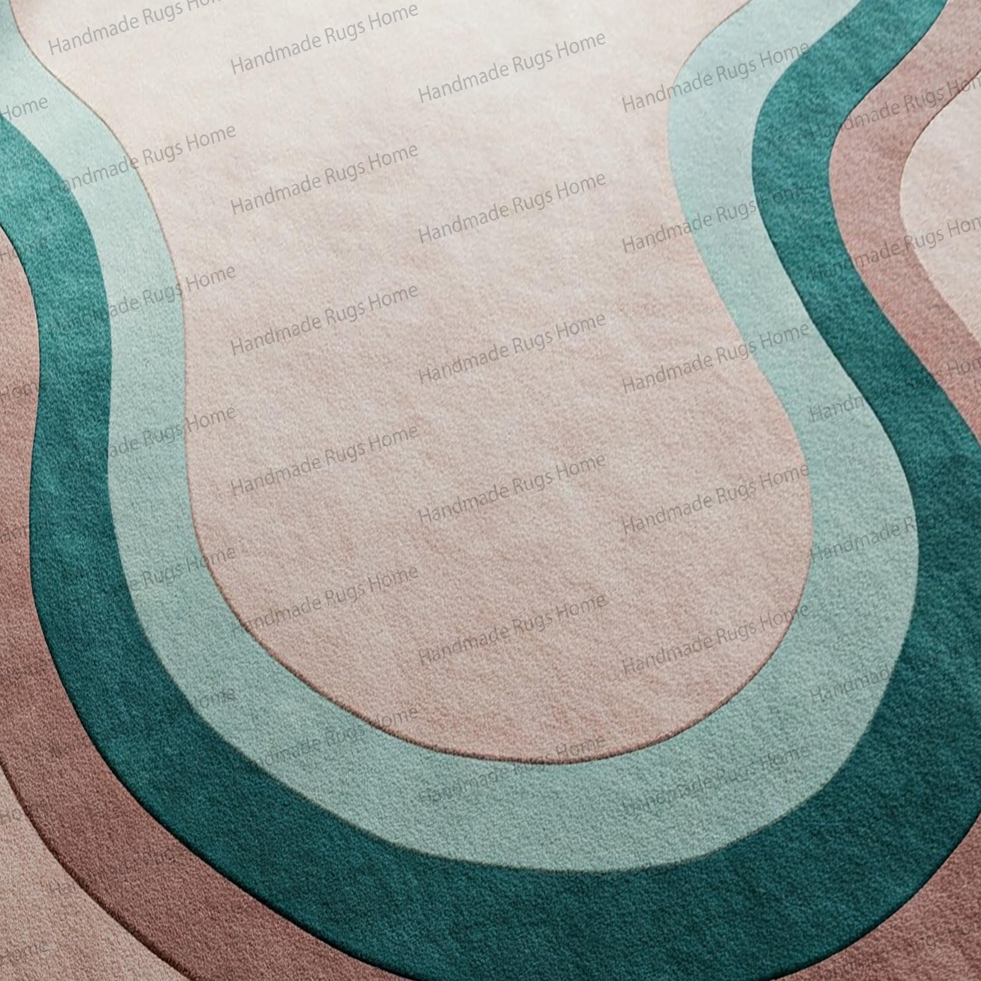 Hand tufted freeform carpet placed in modern living room