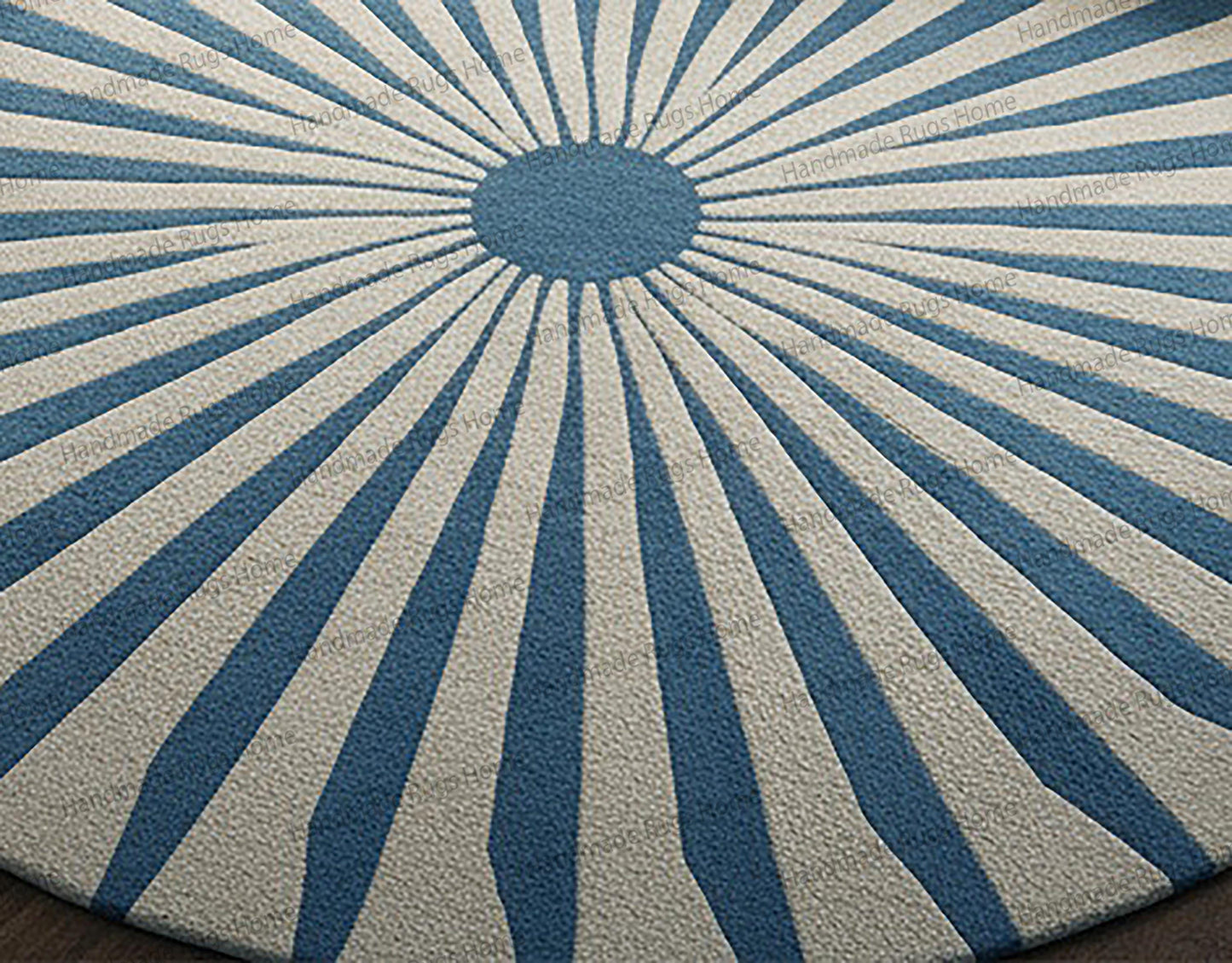 elegant wool carpet with ivory and azure tones