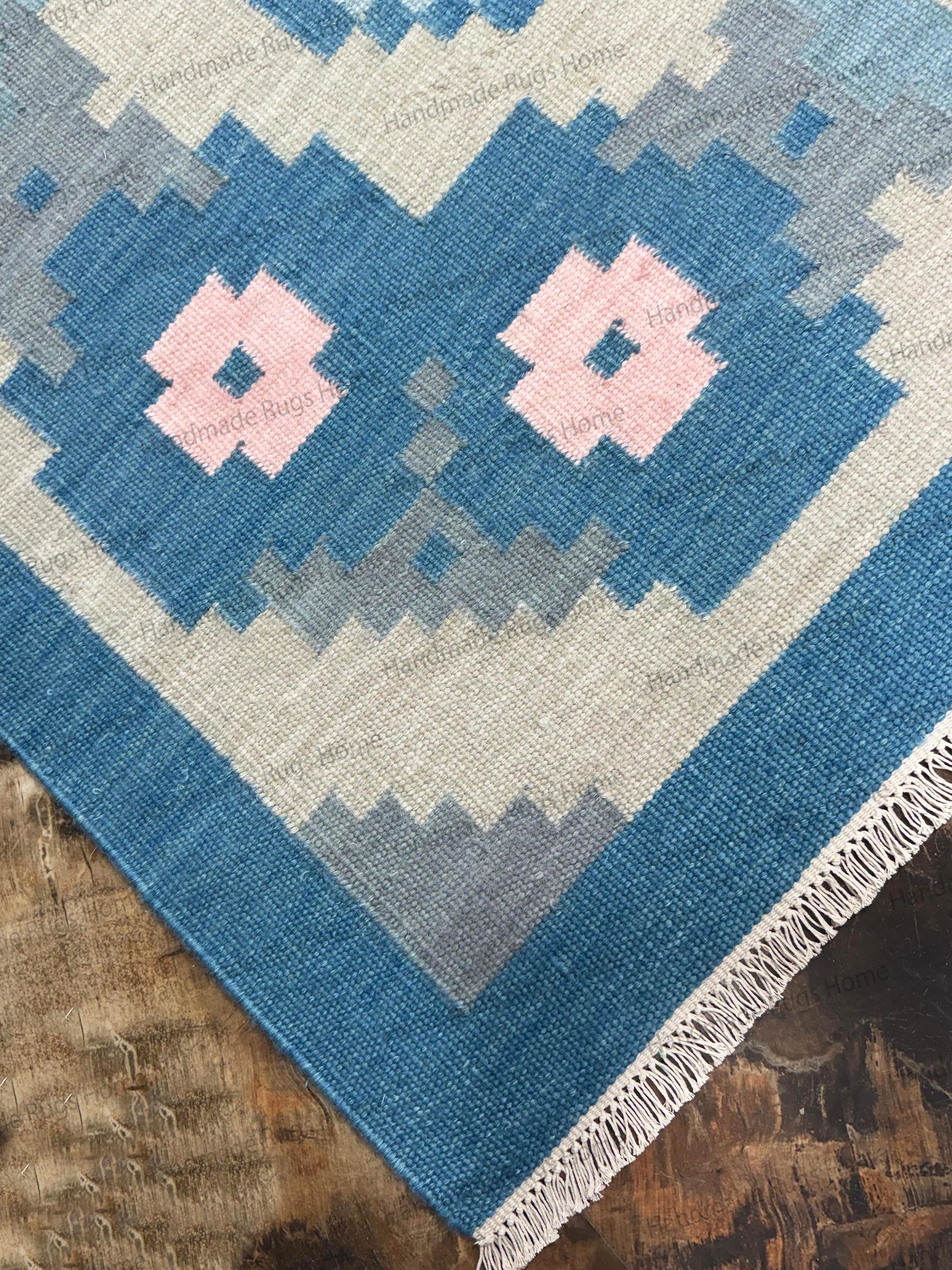 tribal pattern blue durrie