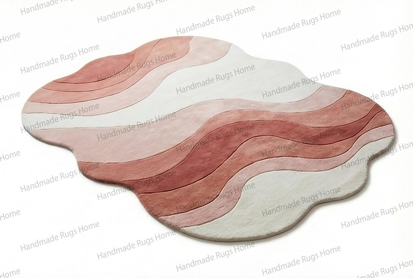 Asymmetrical area carpet with a sculptural free-form silhouette,

Modern contemporary rug design mimicking rippled sand dunes.