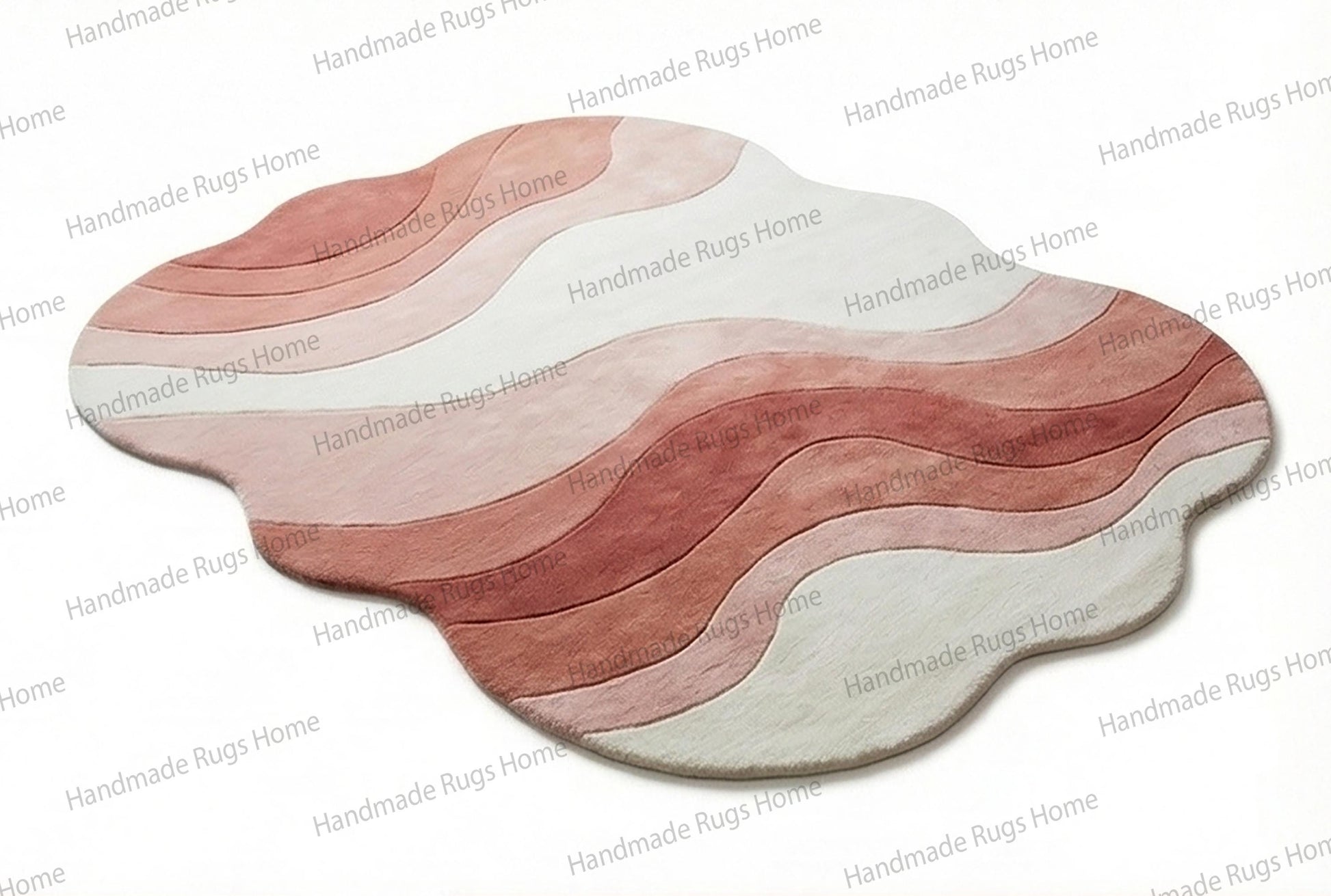 Asymmetrical area carpet with a sculptural free-form silhouette,

Modern contemporary rug design mimicking rippled sand dunes.