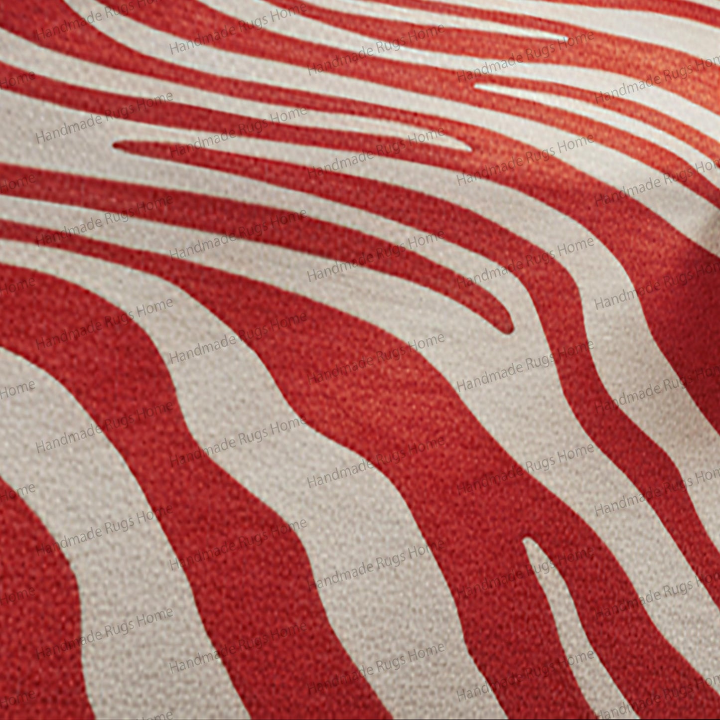 Abstract Wool Area Rug: Red & Peach Modern Carpet
