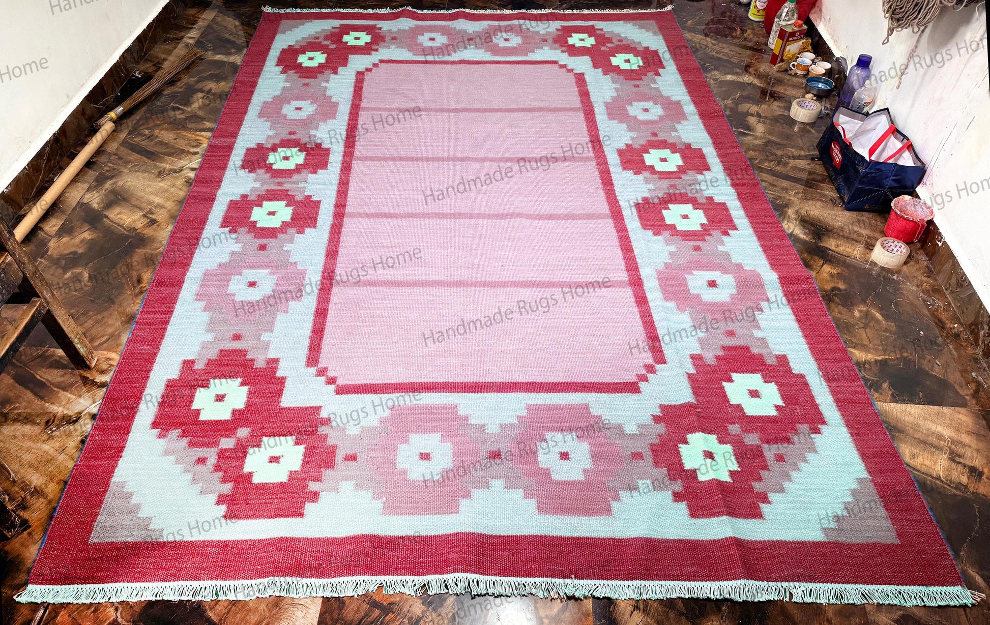 artisan woven wool floor rug