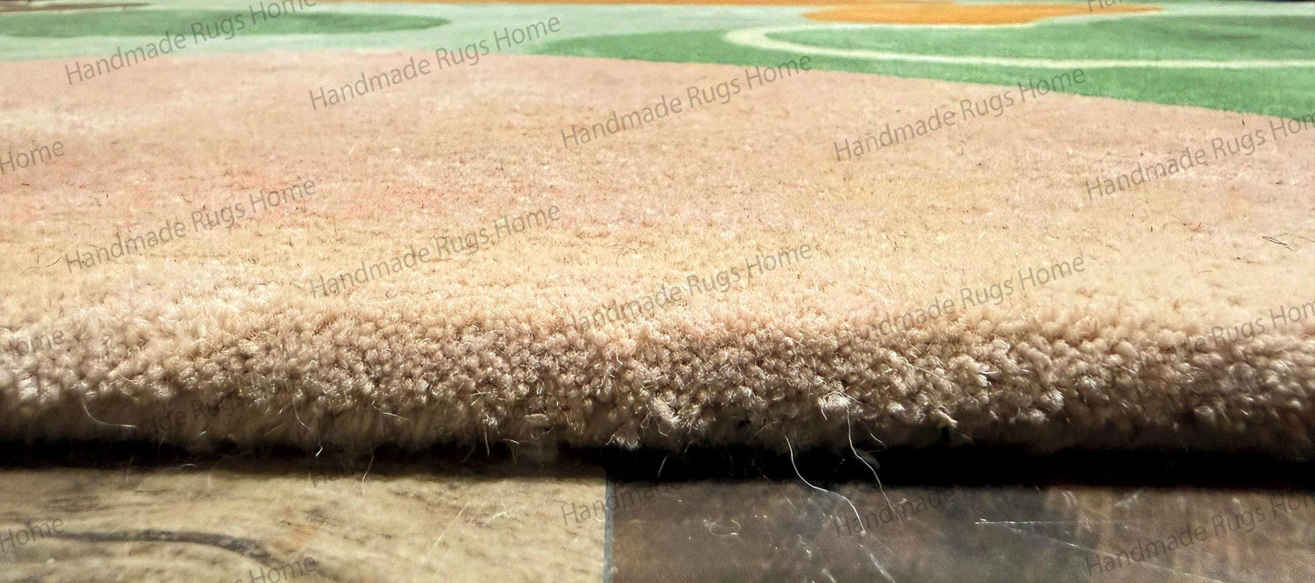 sage green terracotta wool rug