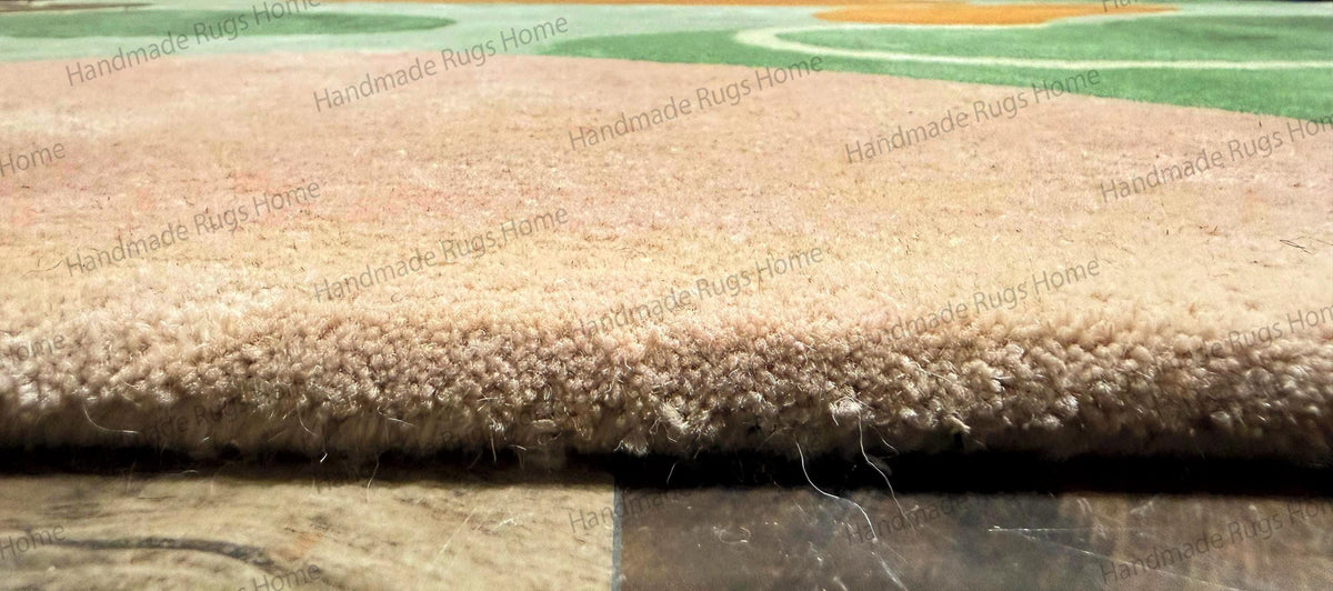 sage green terracotta wool rug