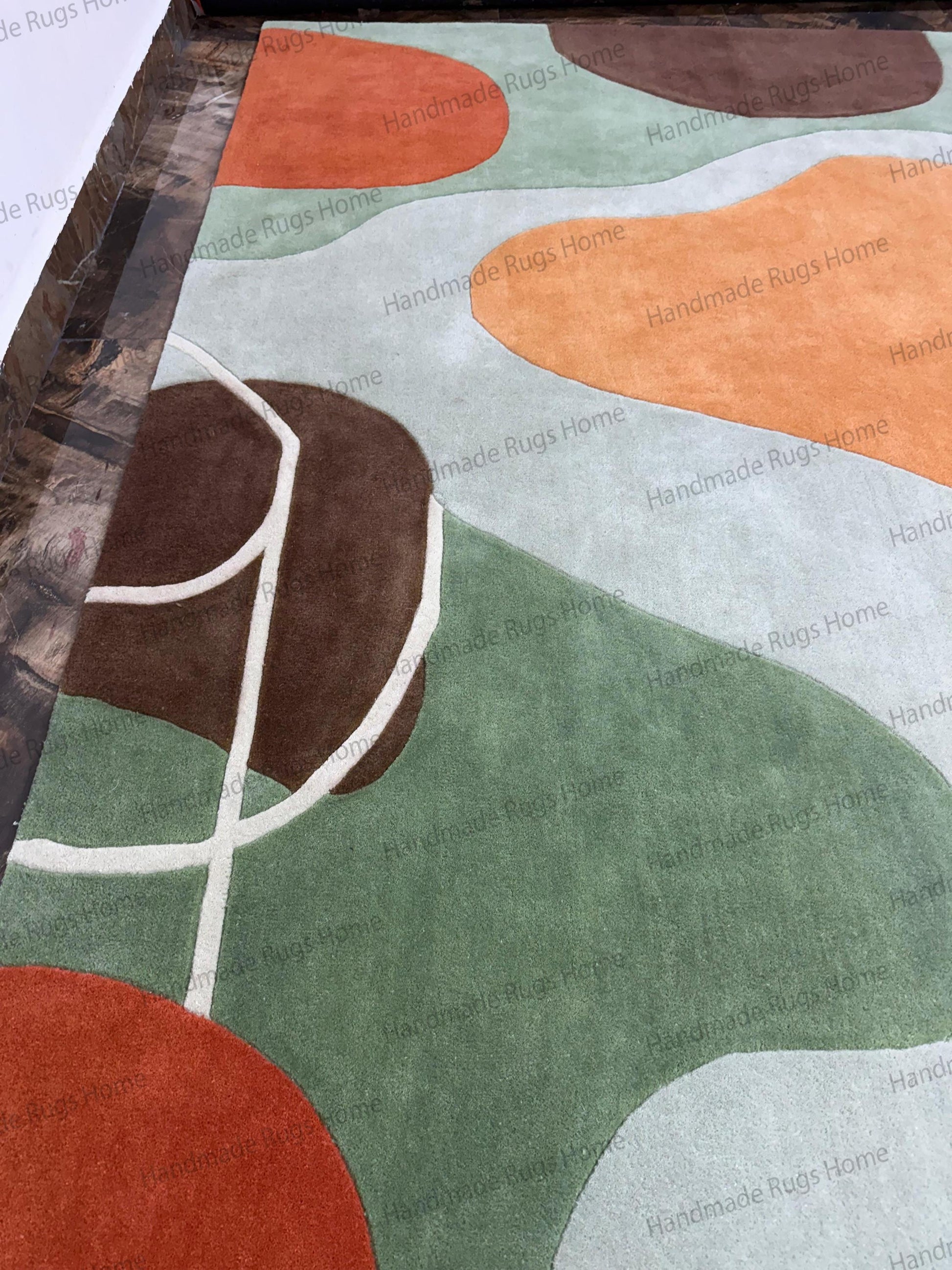 earthy tone hand tufted rug,

luxury home decor wool rug,

modern art inspired area rug,