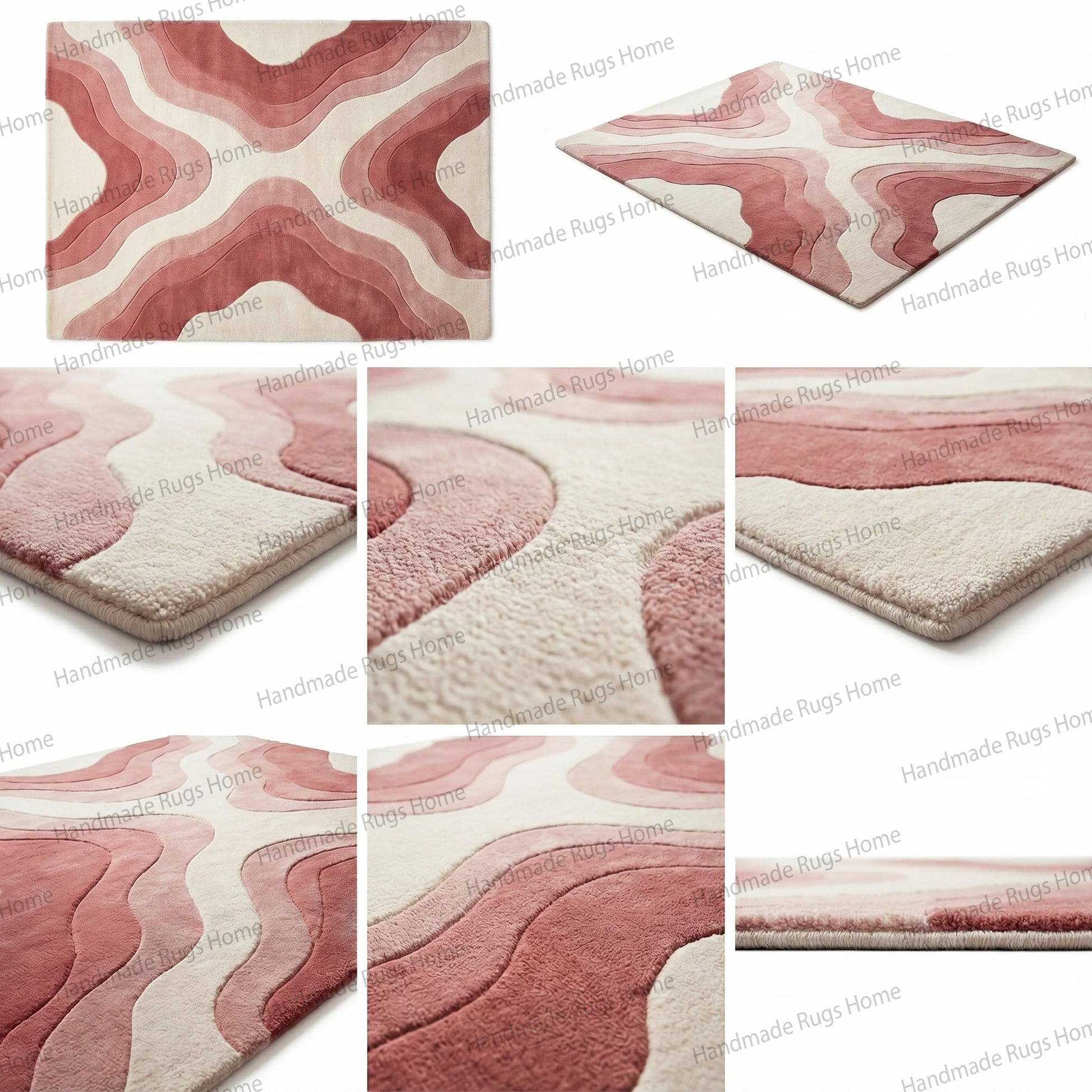 Unique statement rug for modern apartment,

Red gradient aesthetic room decoration,

Custom size hand tufted rug manufacturer,

Scalloped edge visual effect floor art