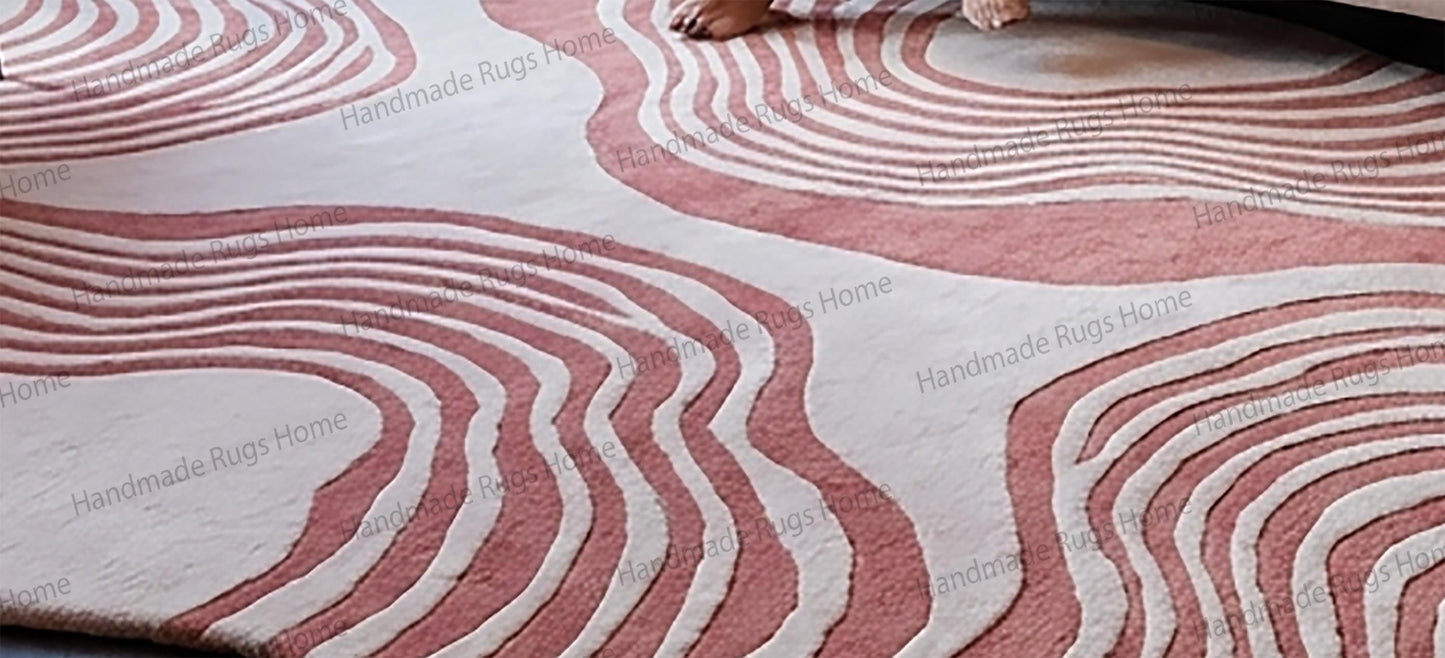 Hand-Tufted Wool Wave Rug, Modern Abstract Area Rug