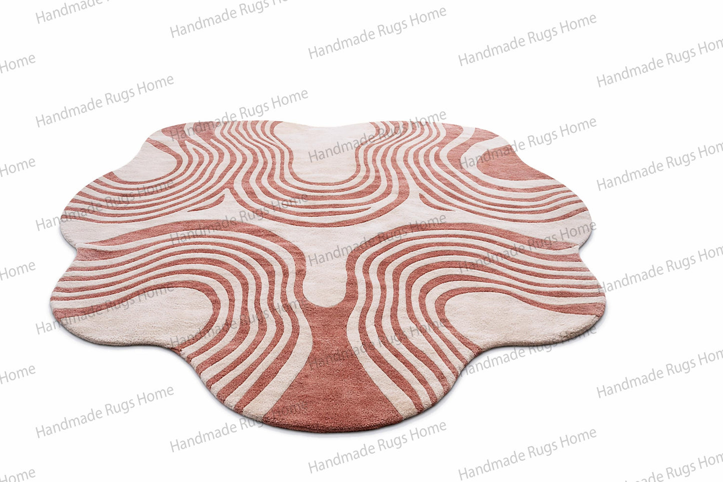 Hand-Tufted Wool Wave Rug, Modern Abstract Area Rug