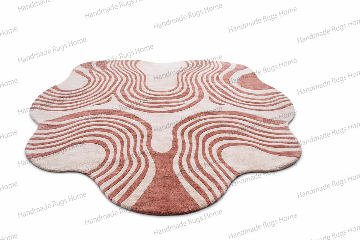 Hand-Tufted Wool Wave Rug, Modern Abstract Area Rug