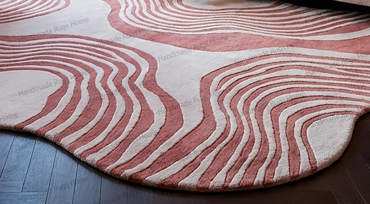 Hand-Tufted Wool Wave Rug, Modern Abstract Area Rug