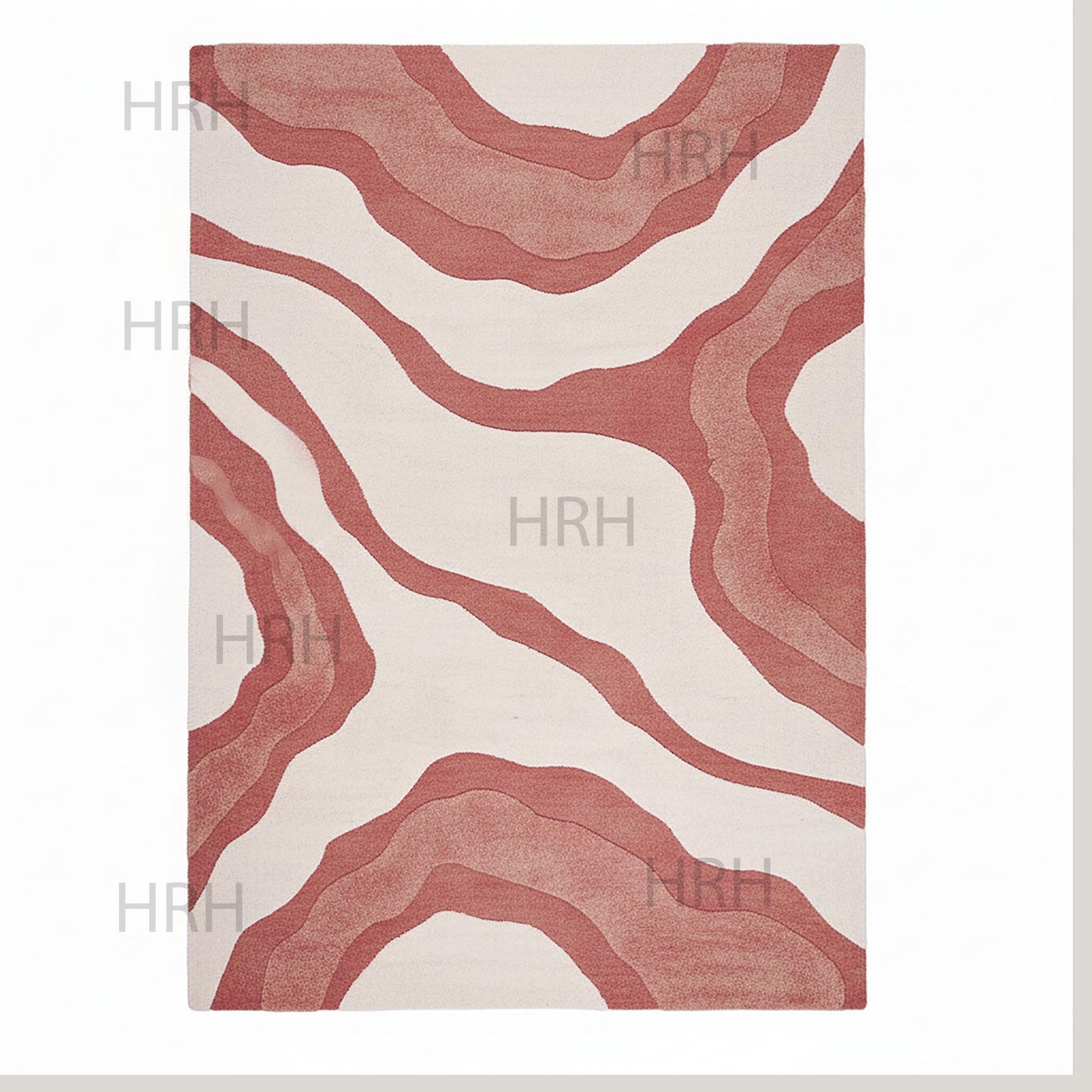Hand-Tufted Wool Area Rug, Crimson Waves Abstract Design