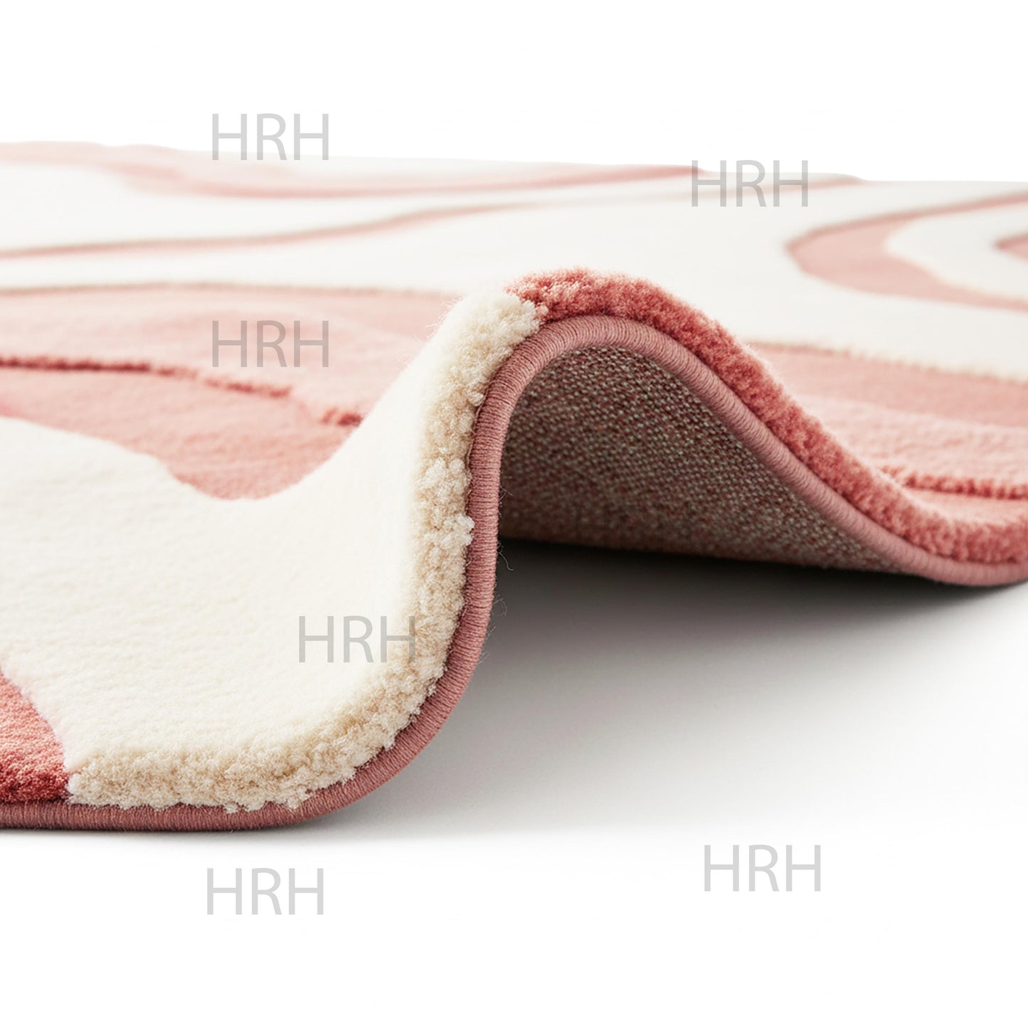 Hand-Tufted Wool Area Rug, Crimson Waves Abstract Design