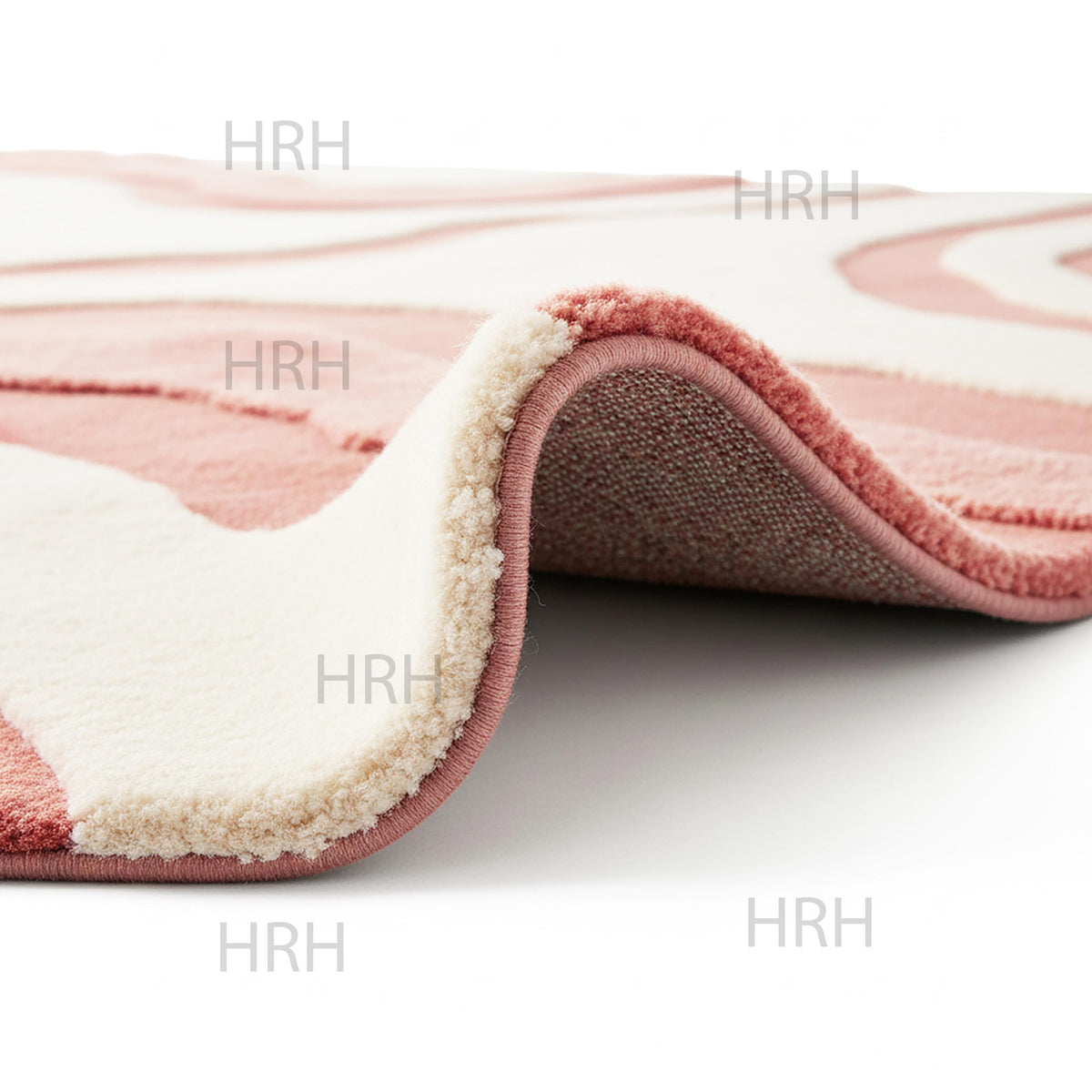 Hand-Tufted Wool Area Rug, Crimson Waves Abstract Design