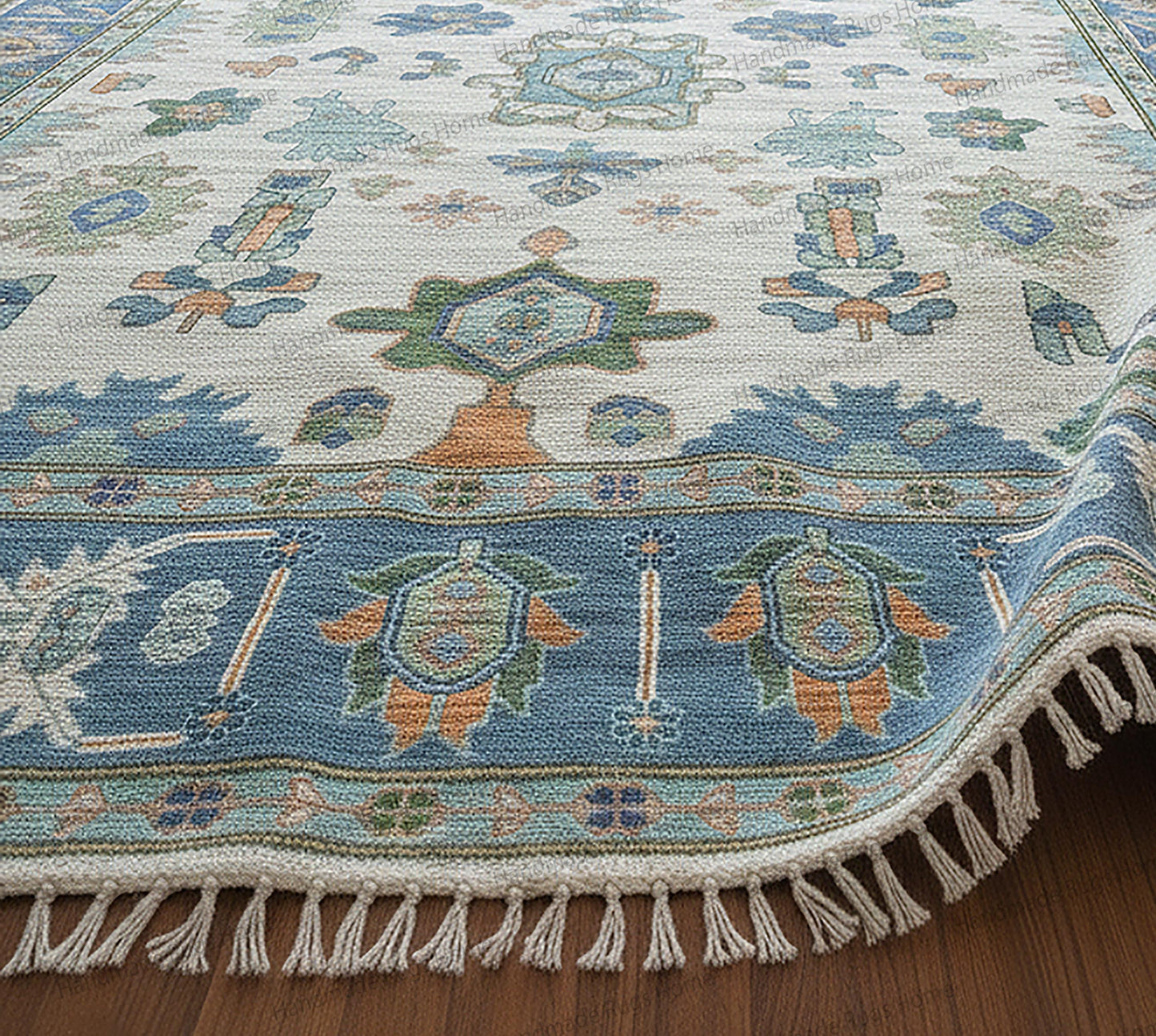 Hand Knotted Wool Oushak Rug | Anatolian Floral Medallion