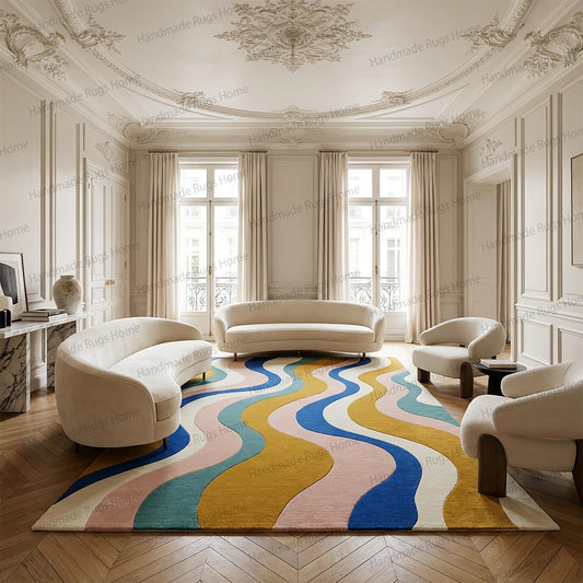 Hand Tufted Geode Inspired Rug | Multicolor Abstract Area Carpet for Modern Decor & Home Styling