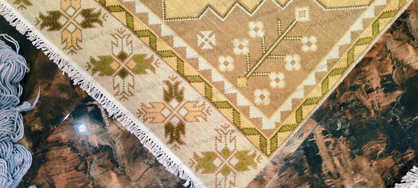 Runner Handmade Wool Oushak Rug: Floral Design, 2.5 x 8