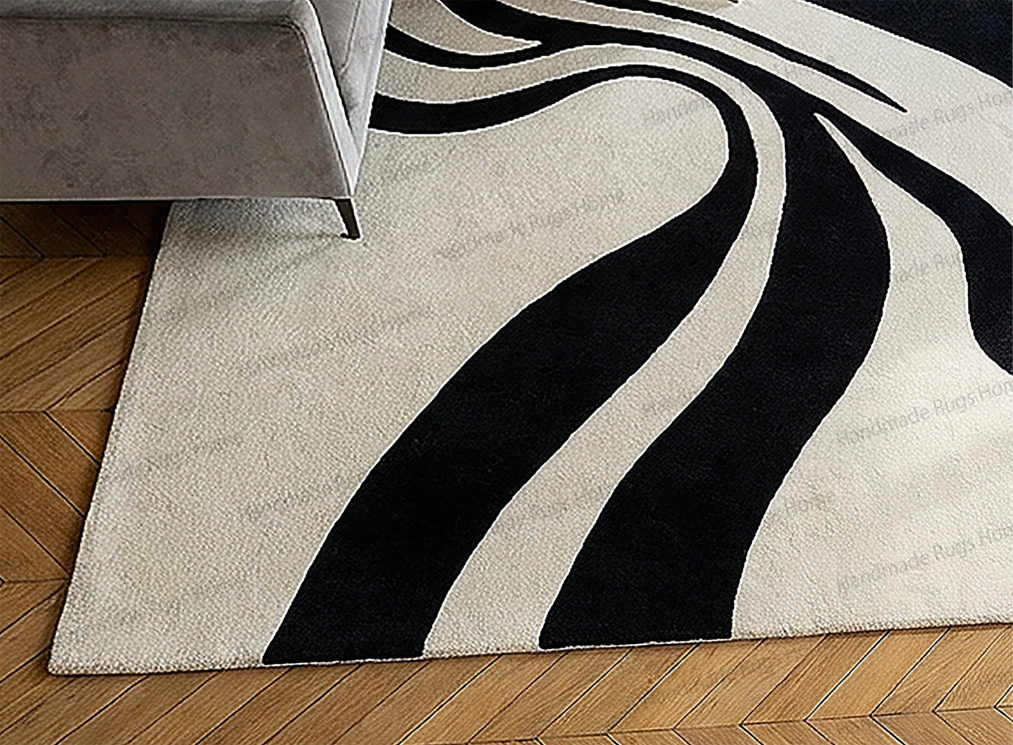 Hand-Tufted Wool Rug: Hot Pink & Fuchsia Abstract Waves