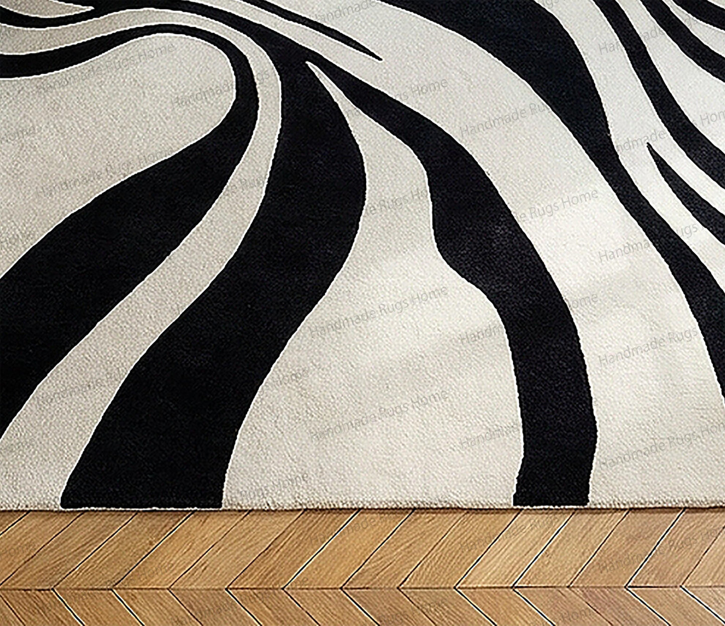 Hand-Tufted Wool Rug: Hot Pink & Fuchsia Abstract Waves
