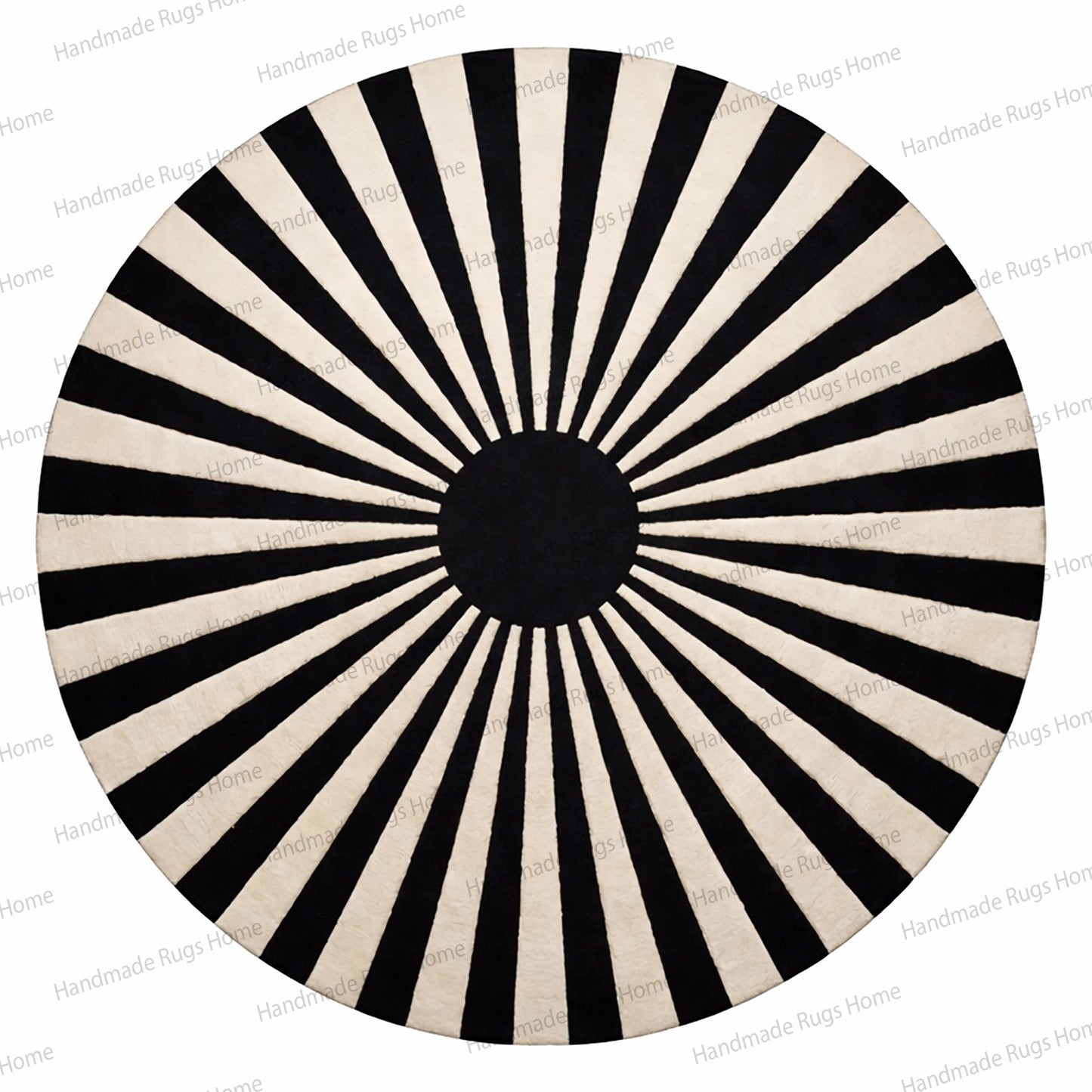 Hand-Tufted Wool Round Rug, Modern Sunburst Design