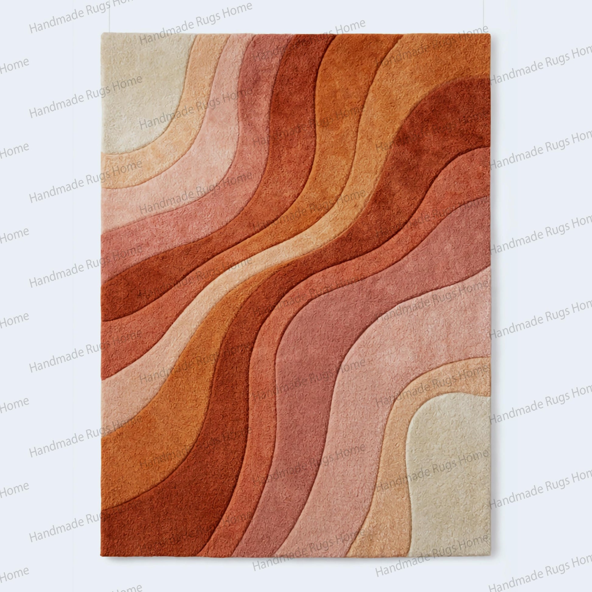 High density wool abstract statement floor art,

Trendy terracotta modern home decor rug,

Soft plush artistic rug for bedroom or lounge,

Luxury handcrafted wool rug with flowing pattern,

Contemporary wave design carpet in sunset palette,

Premium artisan tufted rug for interior styling,

If you’d like, I can also create: