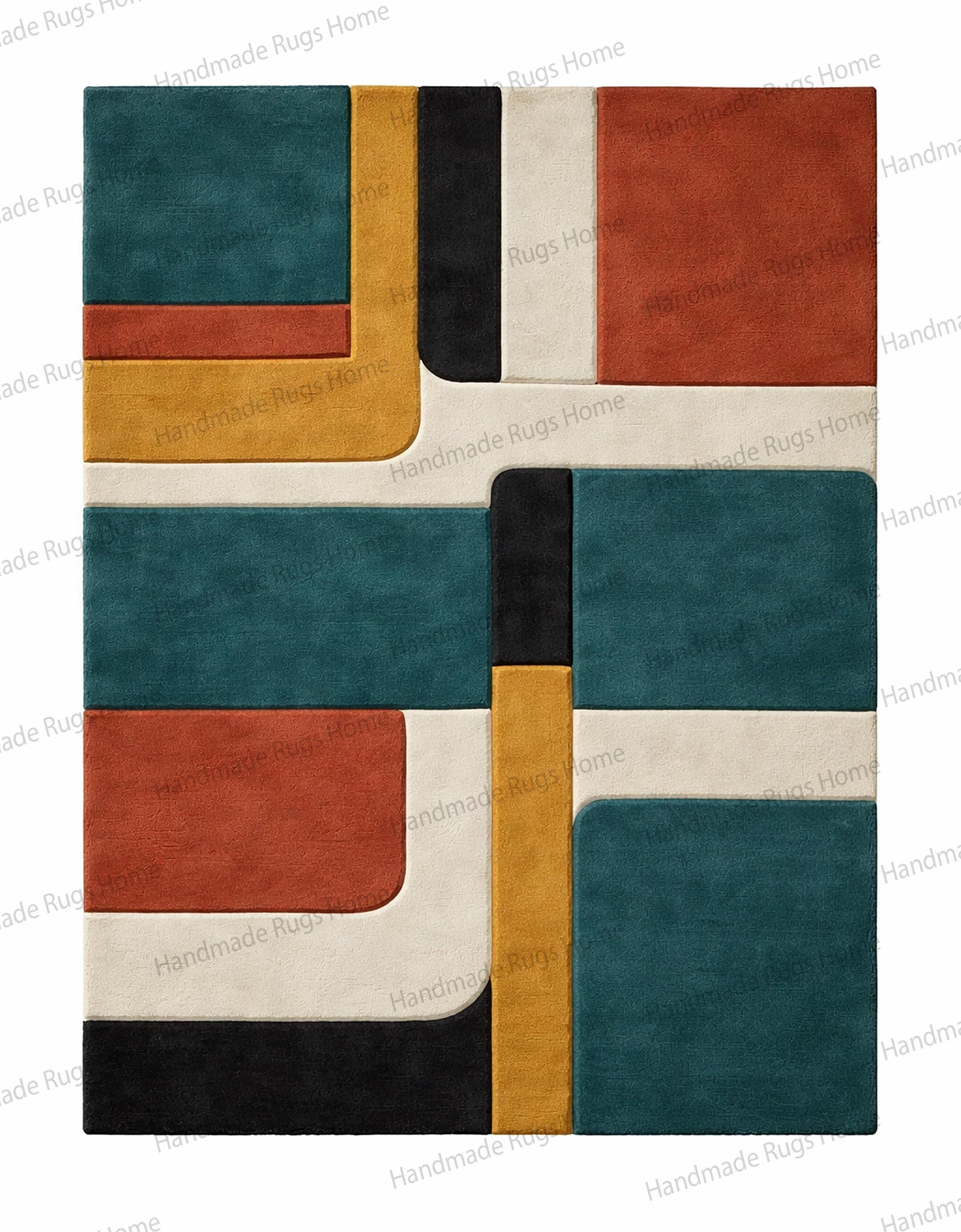 handmade wool rug luxury interior,

colorful contemporary wool area rug,

modern art inspired floor rug,

designer geometric rug for home,

luxury wool rug with bold blocks