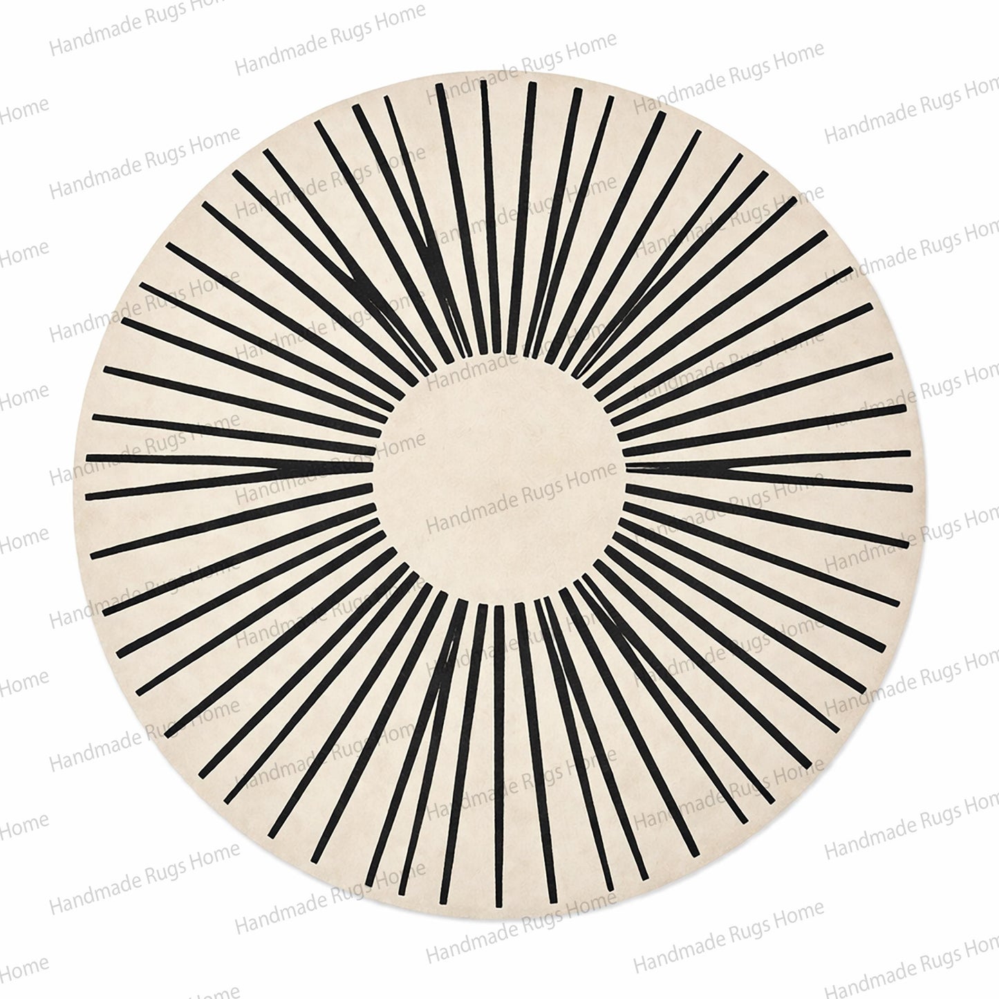 Midnightsunburst Round Wool Area Rug, Hand Tufted Rug