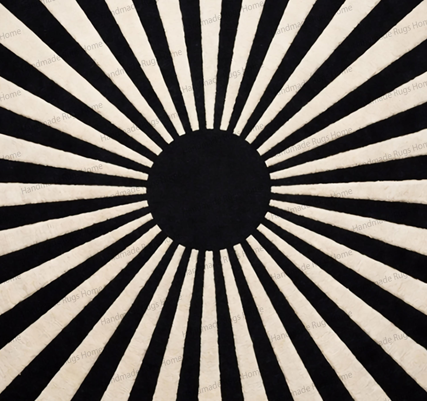 Hand-Tufted Wool Round Rug, Modern Sunburst Design